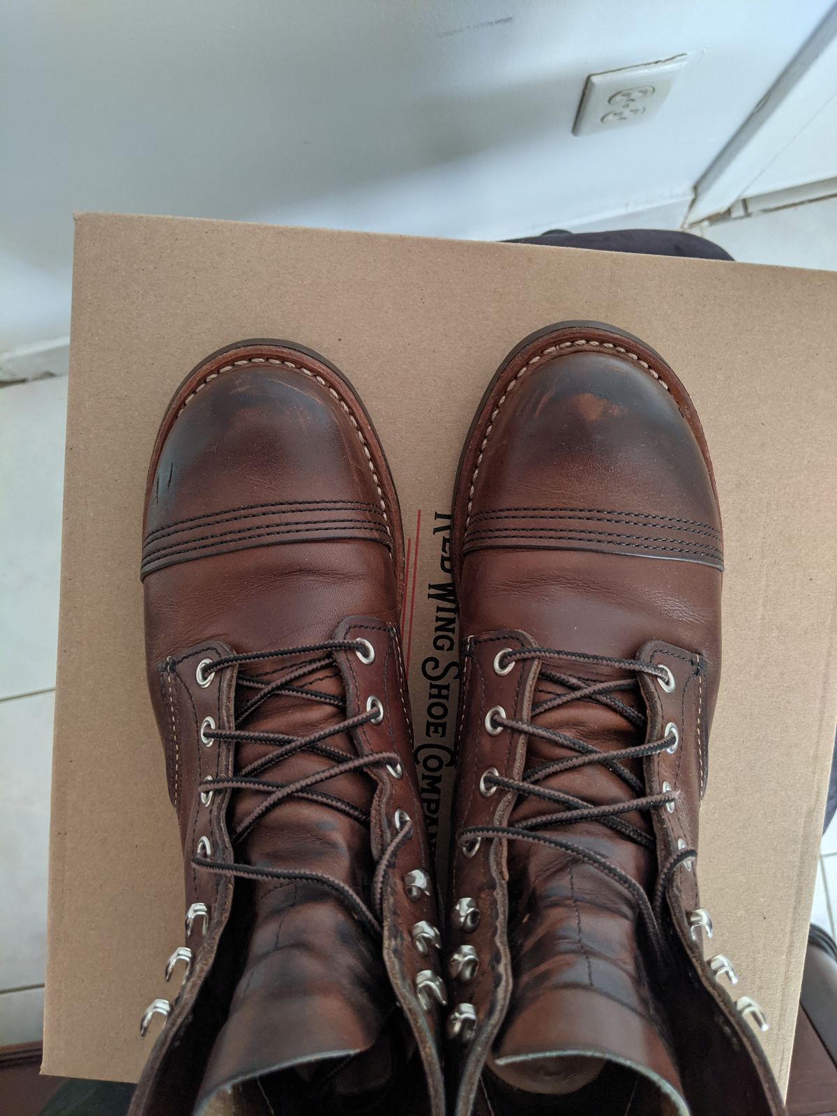 Photo by KNC on November 12, 2022 of the Red Wing Iron Ranger in S.B. Foot Amber Harness.
