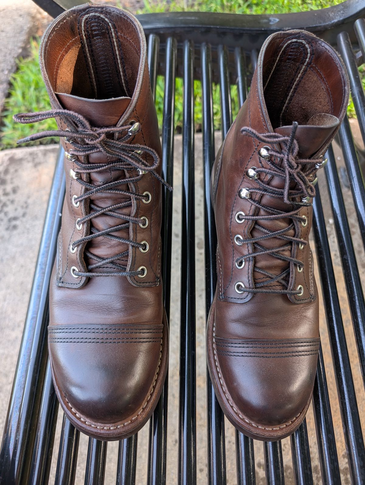 Photo by KNC on June 28, 2025 of the Red Wing Iron Ranger in S.B. Foot Amber Harness.