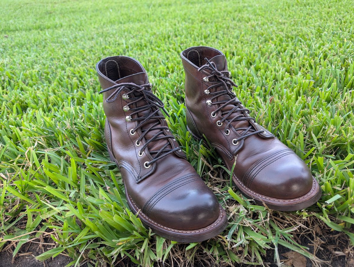 Photo by KNC on June 28, 2025 of the Red Wing Iron Ranger in S.B. Foot Amber Harness.