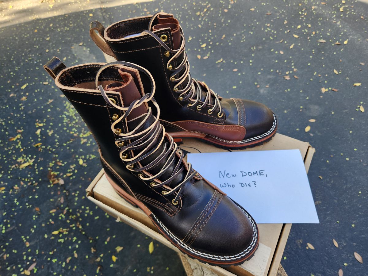 Photo by Redhook on October 3, 2025 of the Nicks x Rose Anvil ND1 in Horween Brown Waxed Flesh.
