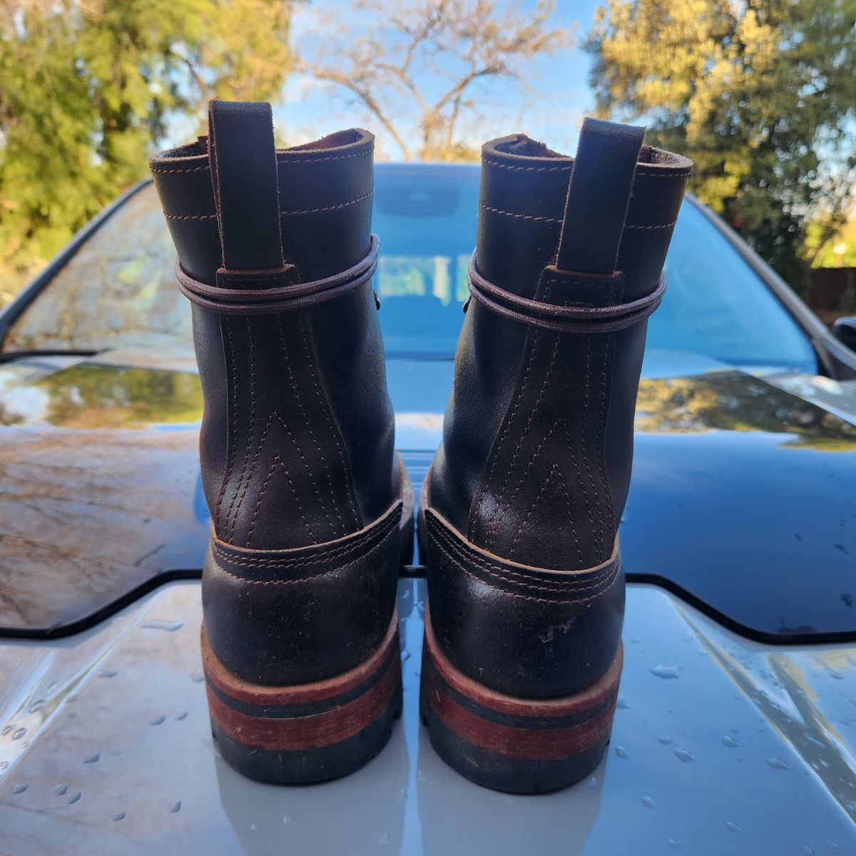 Photo by Redhook on January 5, 2026 of the Nicks x Rose Anvil ND1 in Horween Brown Waxed Flesh.