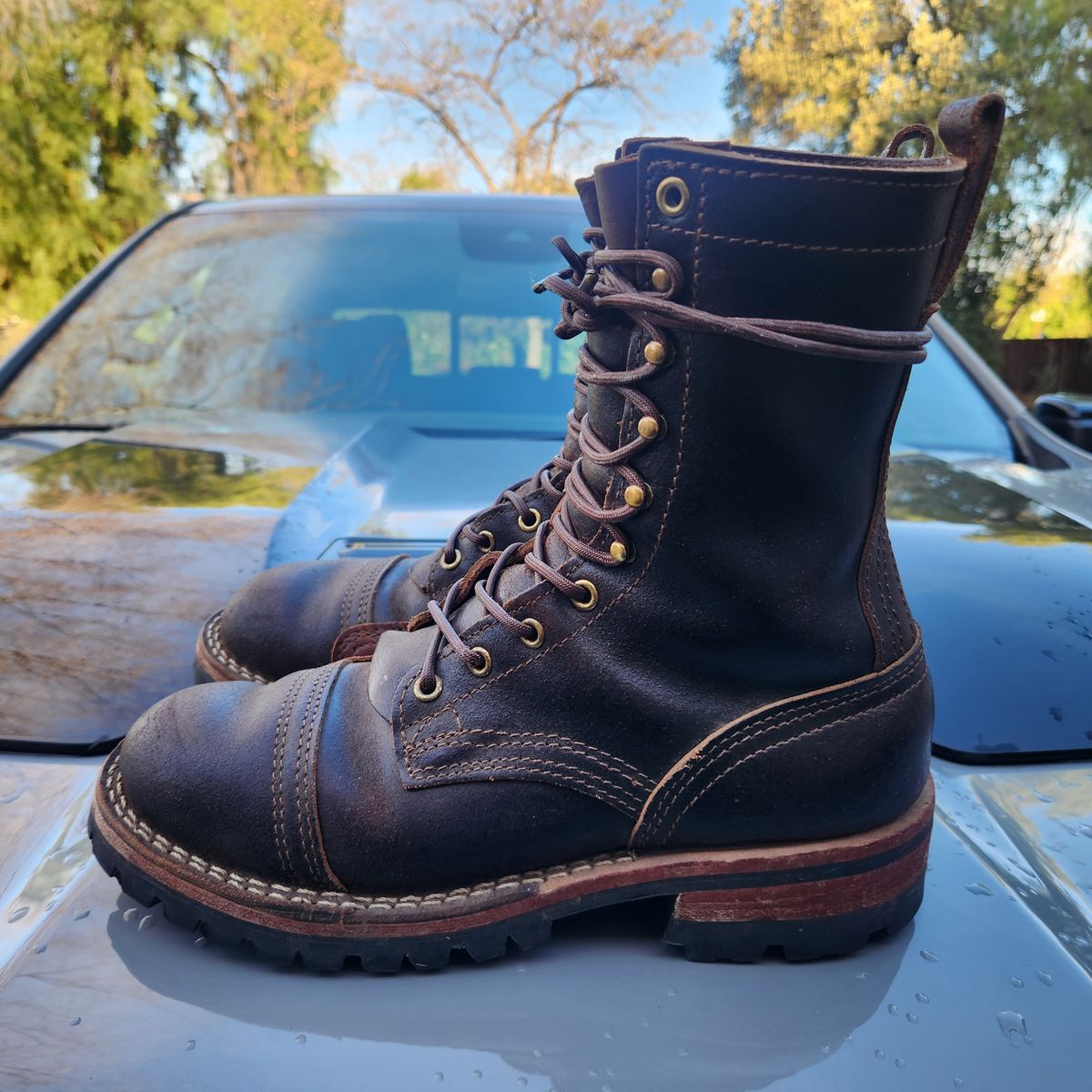 Photo by Redhook on January 5, 2026 of the Nicks x Rose Anvil ND1 in Horween Brown Waxed Flesh.