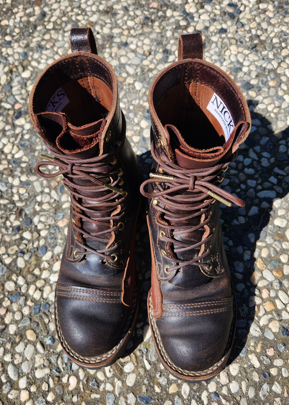 Photo by Redhook on March 5, 2026 of the Nicks x Rose Anvil ND1 in Horween Brown Waxed Flesh.