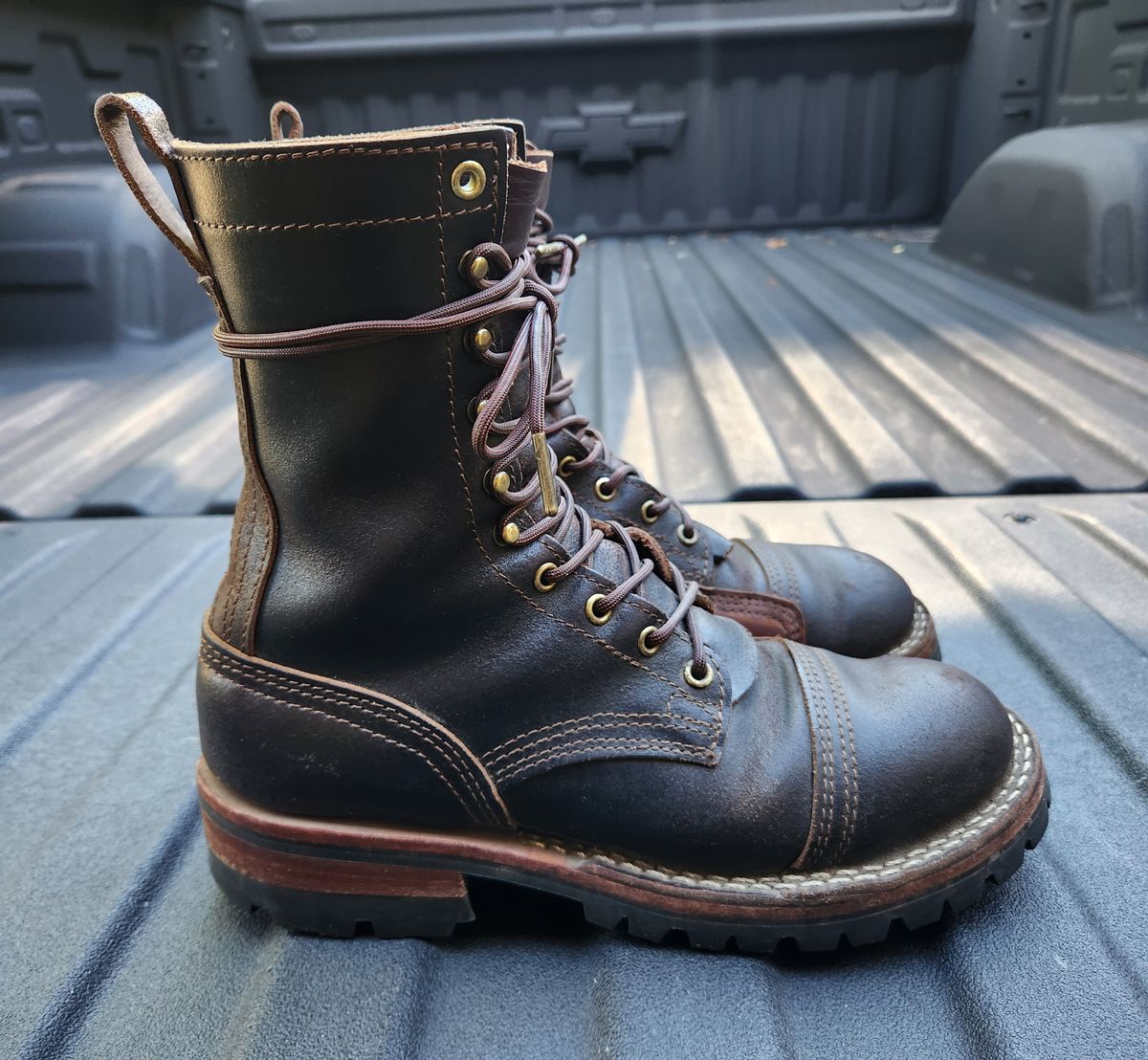 Photo by Redhook on April 3, 2026 of the Nicks x Rose Anvil ND1 in Horween Brown Waxed Flesh.