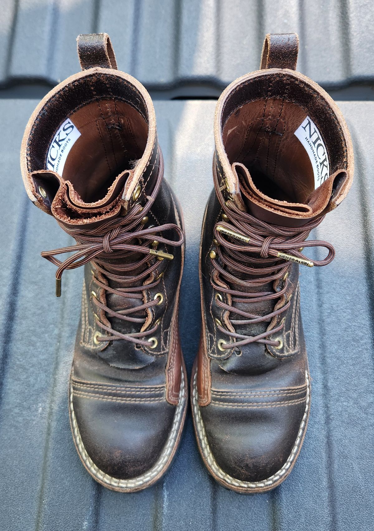 Photo by Redhook on April 3, 2026 of the Nicks x Rose Anvil ND1 in Horween Brown Waxed Flesh.