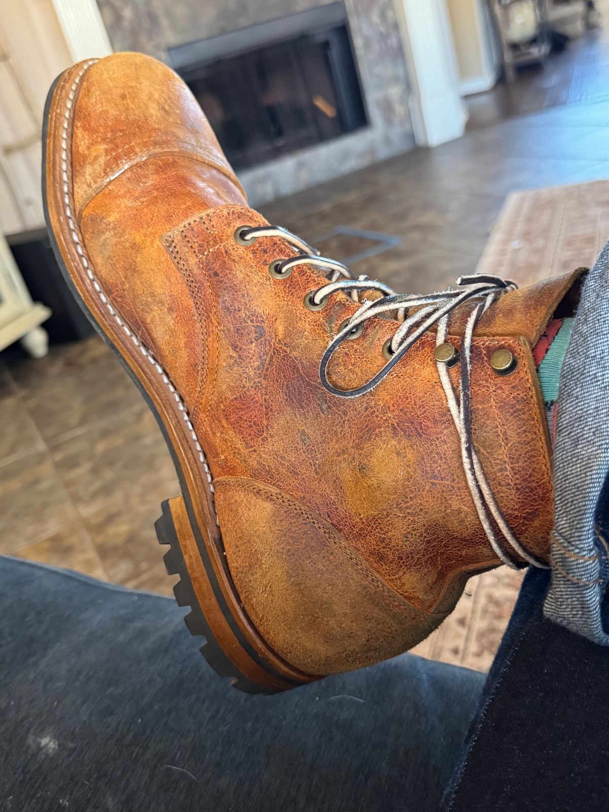 Photo by BamaBoyinTx on February 1, 2025 of the Truman Service Boot in C.F. Stead Coach Rambler.