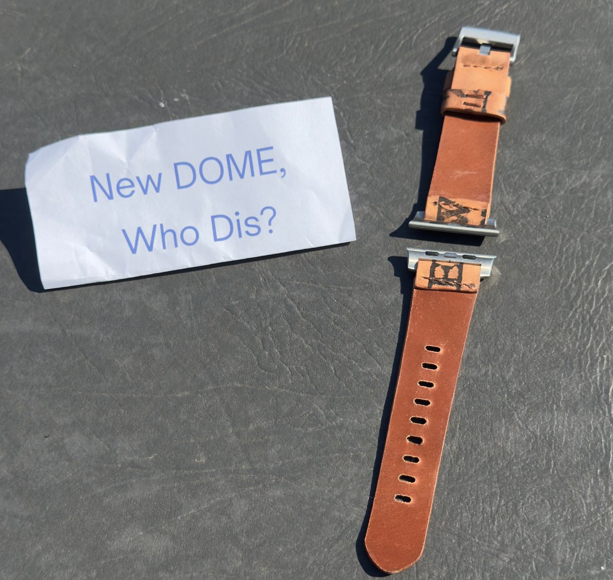 Photo by BamaBoyinTx on October 2, 2025 of the Ashland Leather Apple Watch Strap in Horween Reverse Natural Shell Cordovan.