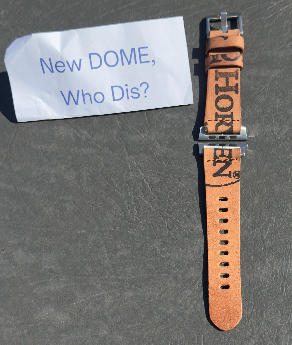 Photo by BamaBoyinTx on October 2, 2025 of the Ashland Leather Apple Watch Strap in Horween Reverse Natural Shell Cordovan.
