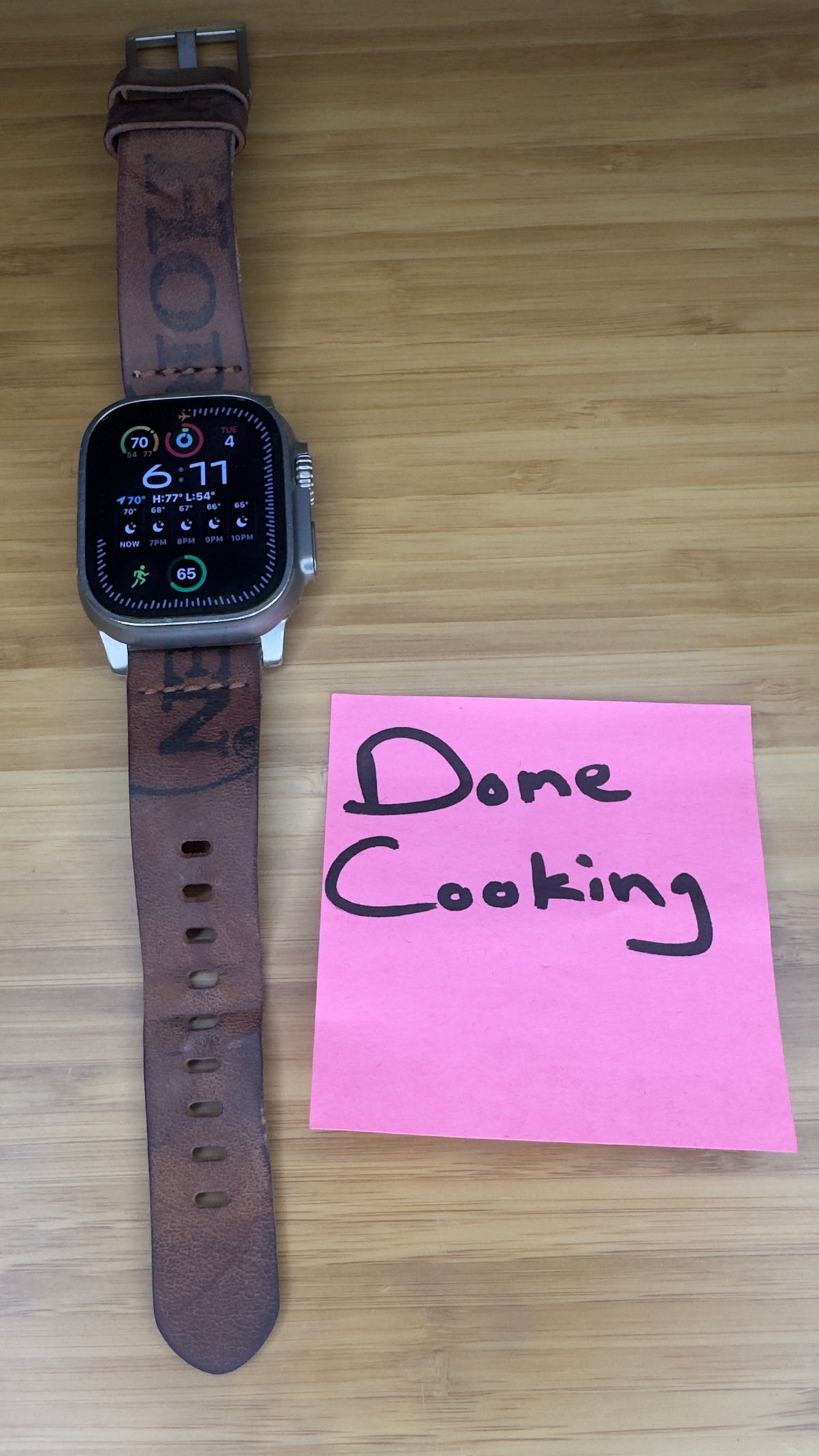 Photo by BamaBoyinTx on November 5, 2025 of the Ashland Leather Apple Watch Strap in Horween Reverse Natural Shell Cordovan.