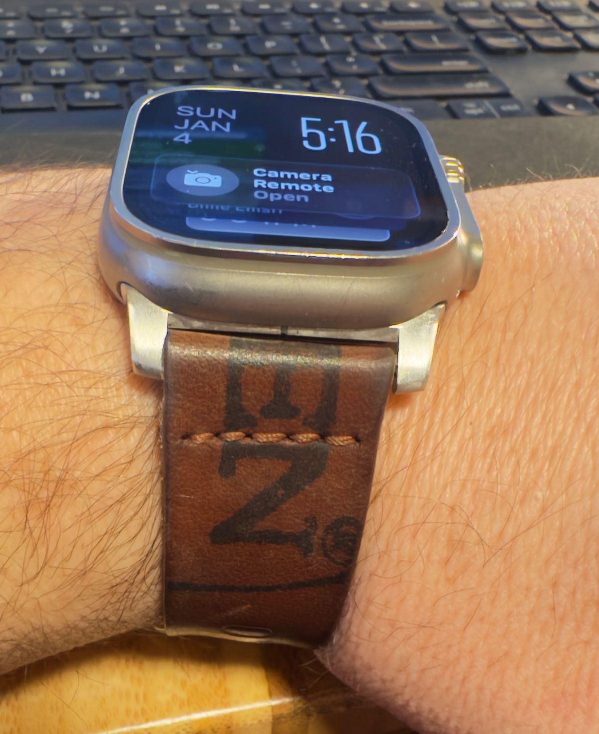 Photo by BamaBoyinTx on January 4, 2026 of the Ashland Leather Apple Watch Strap in Horween Reverse Natural Shell Cordovan.