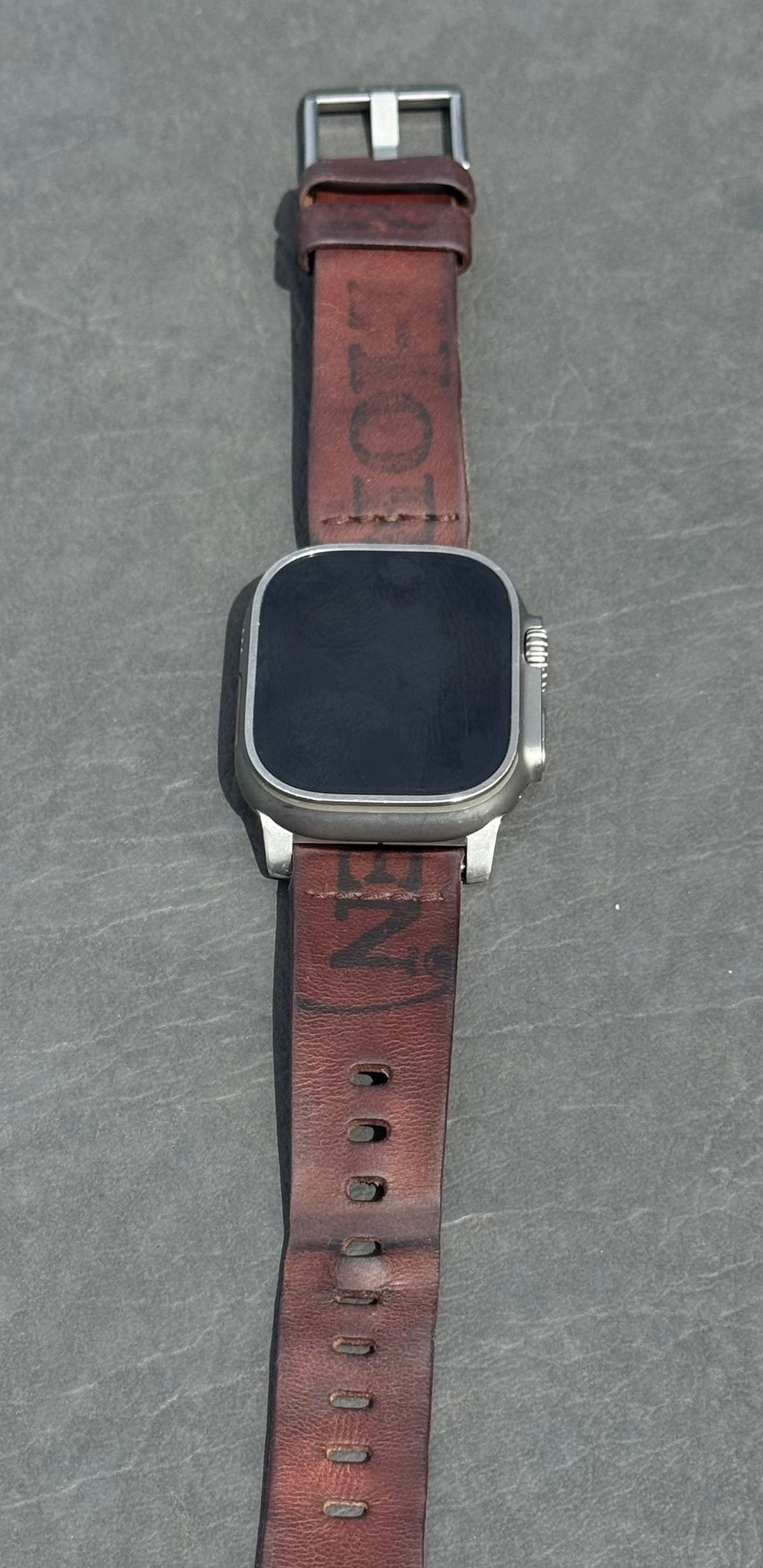 Photo by BamaBoyinTx on April 5, 2026 of the Ashland Leather Apple Watch Strap in Horween Reverse Natural Shell Cordovan.