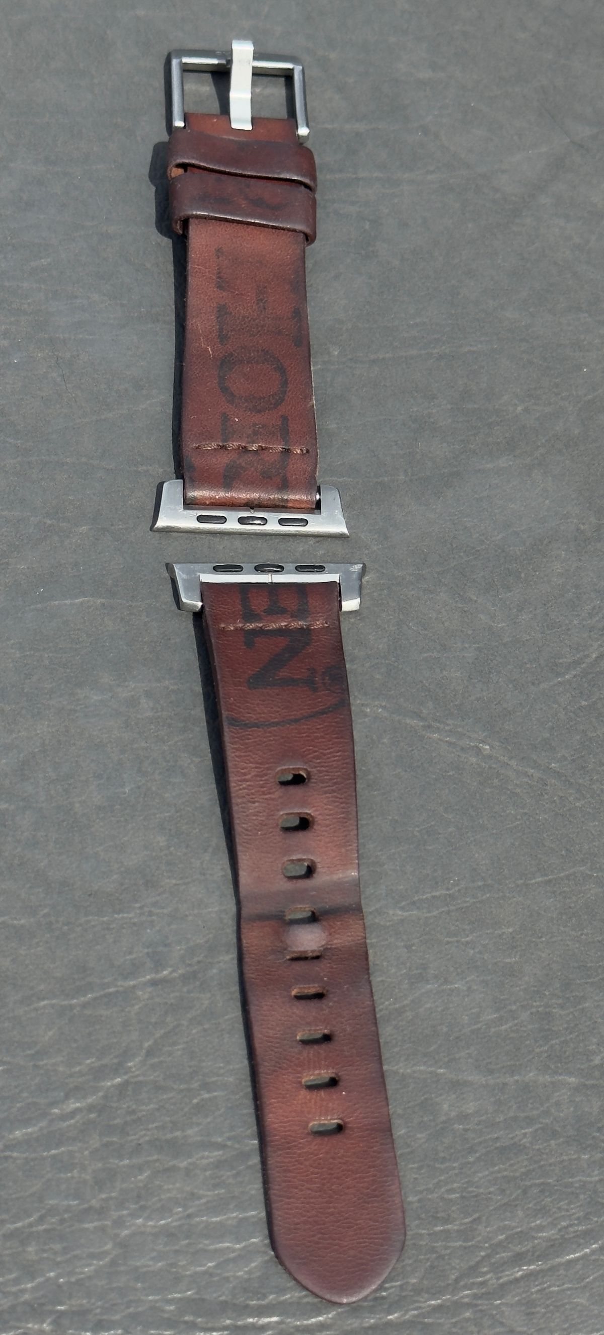 Photo by BamaBoyinTx on April 5, 2026 of the Ashland Leather Apple Watch Strap in Horween Reverse Natural Shell Cordovan.