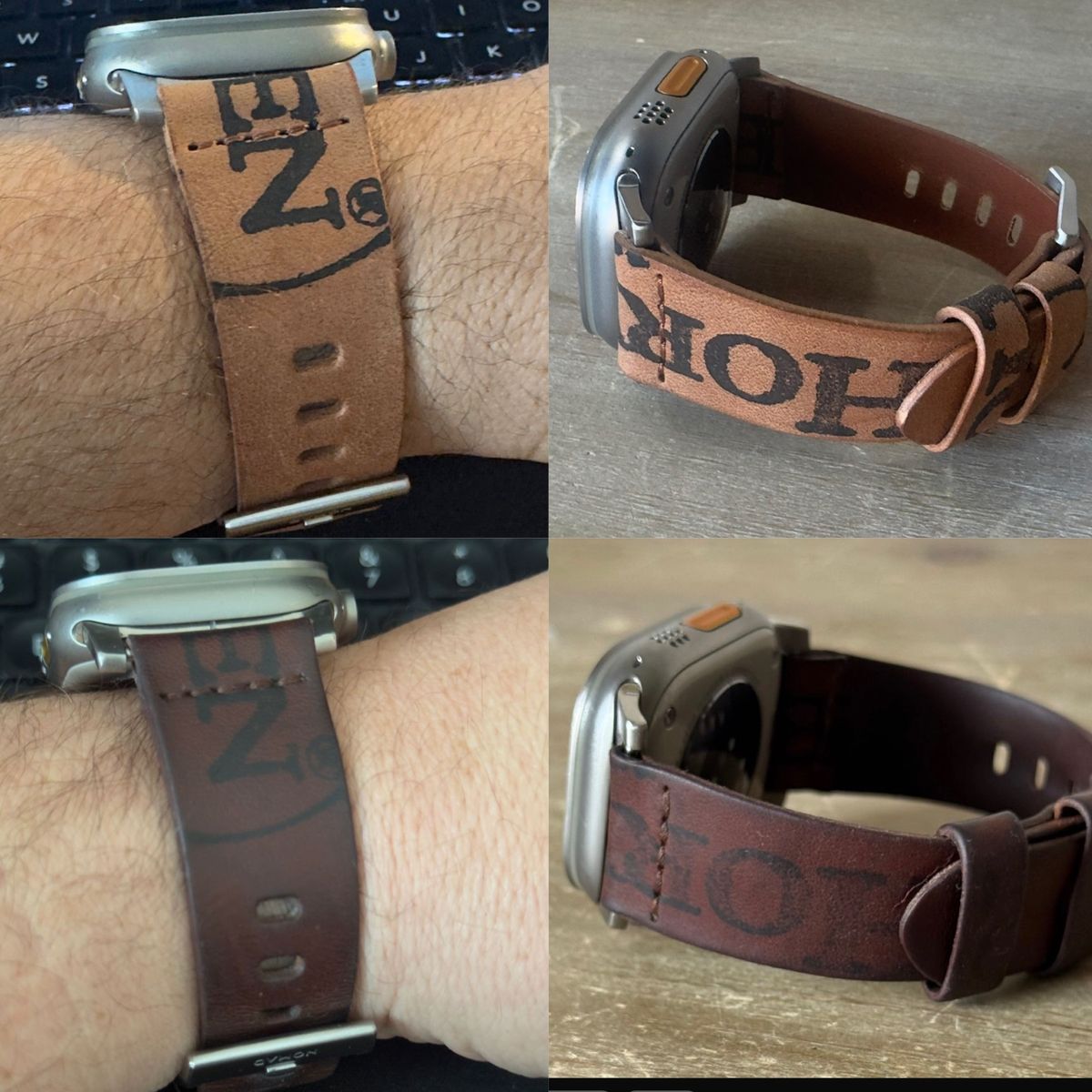 Photo by BamaBoyinTx on April 6, 2026 of the Ashland Leather Apple Watch Strap in Horween Reverse Natural Shell Cordovan.