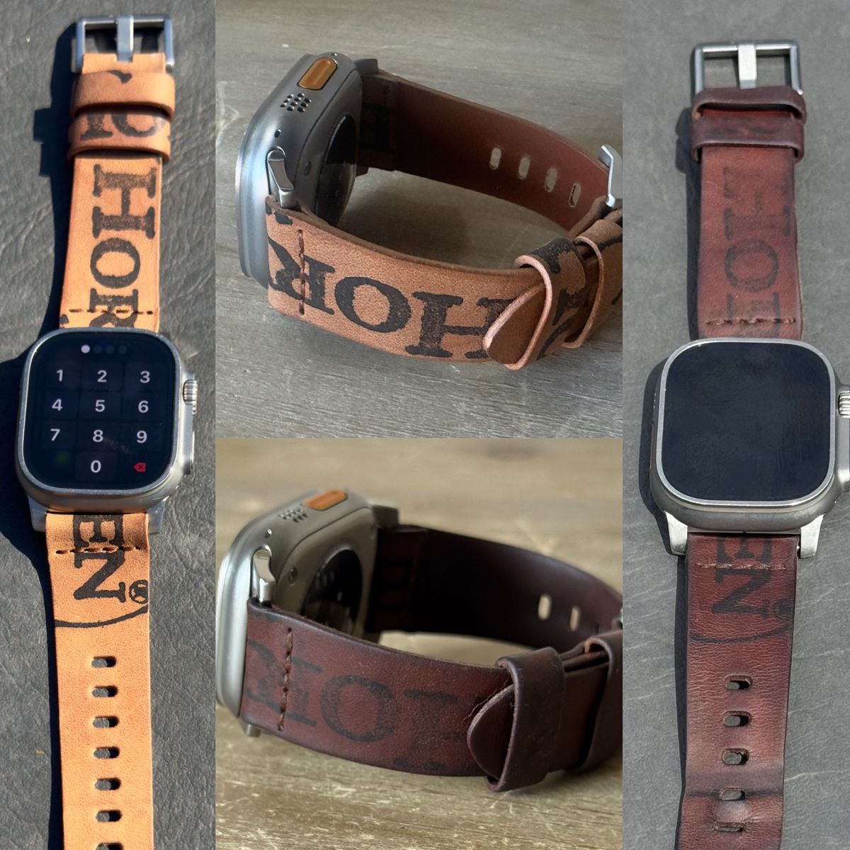 Photo by BamaBoyinTx on April 6, 2026 of the Ashland Leather Apple Watch Strap in Horween Reverse Natural Shell Cordovan.