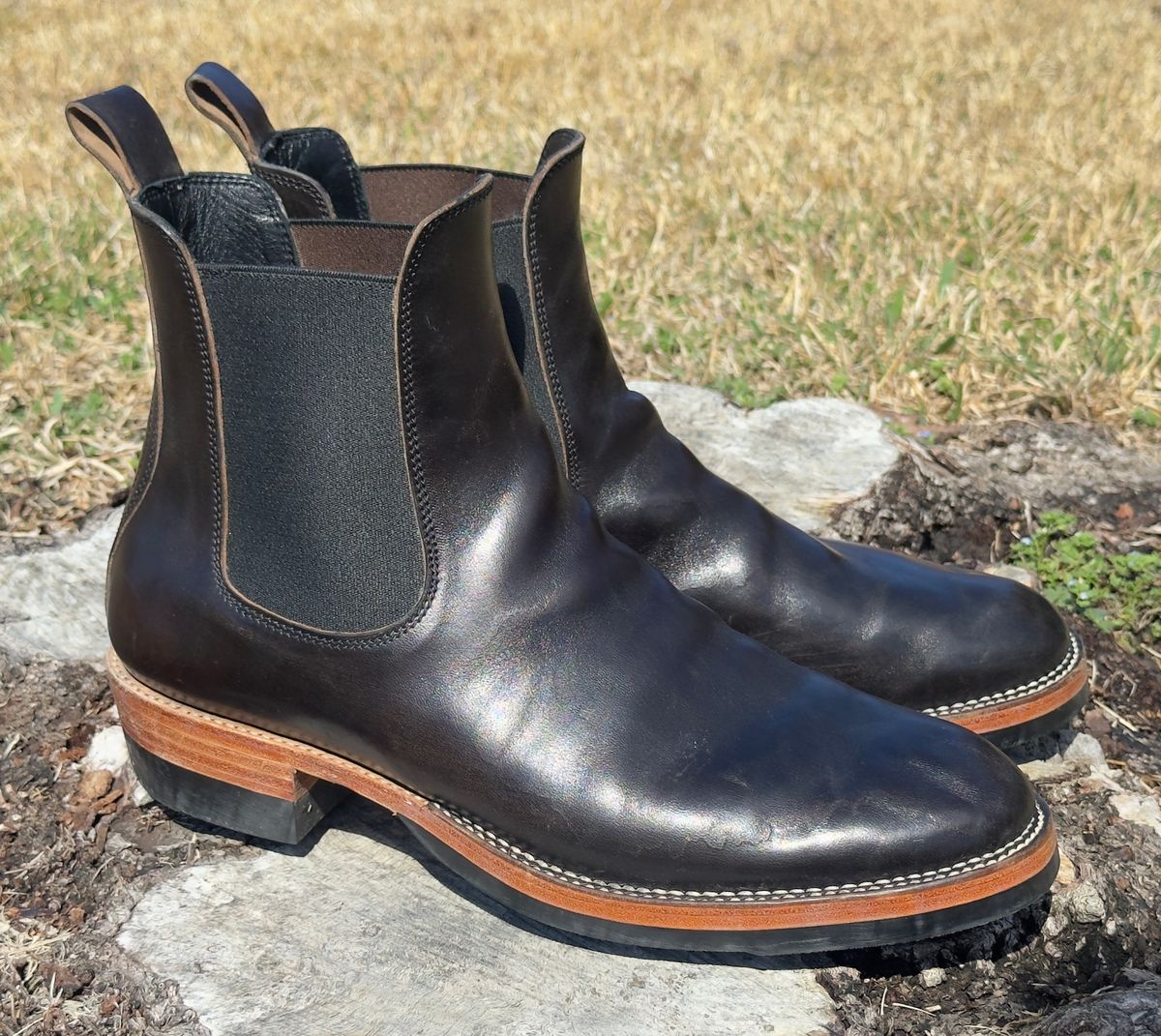 Photo by BamaBoyinTx on February 15, 2026 of the Fortis Boots Wholecut Chelsea in Maryam Black Horsebutt.