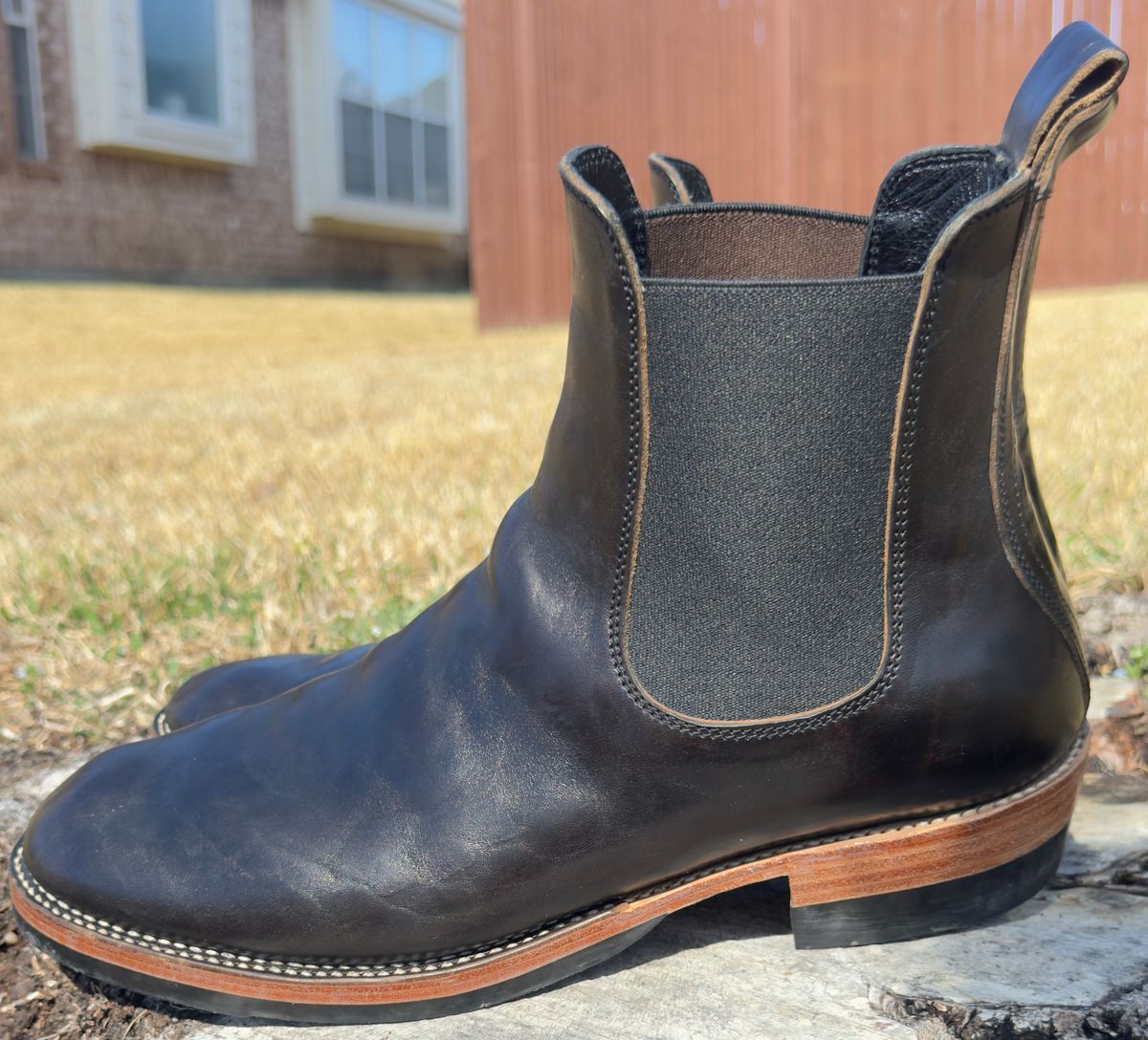 Photo by BamaBoyinTx on February 15, 2026 of the Fortis Boots Wholecut Chelsea in Maryam Black Horsebutt.