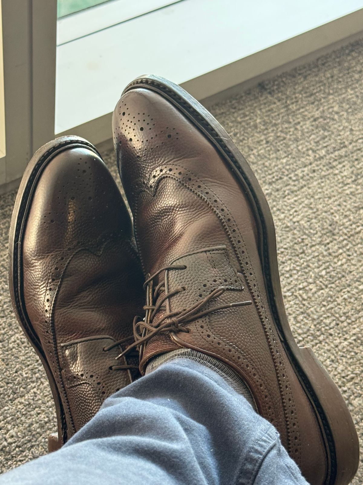 Photo by BamaBoyinTx on December 11, 2024 of the Johnston & Murphy Wingtip in Horween Football.