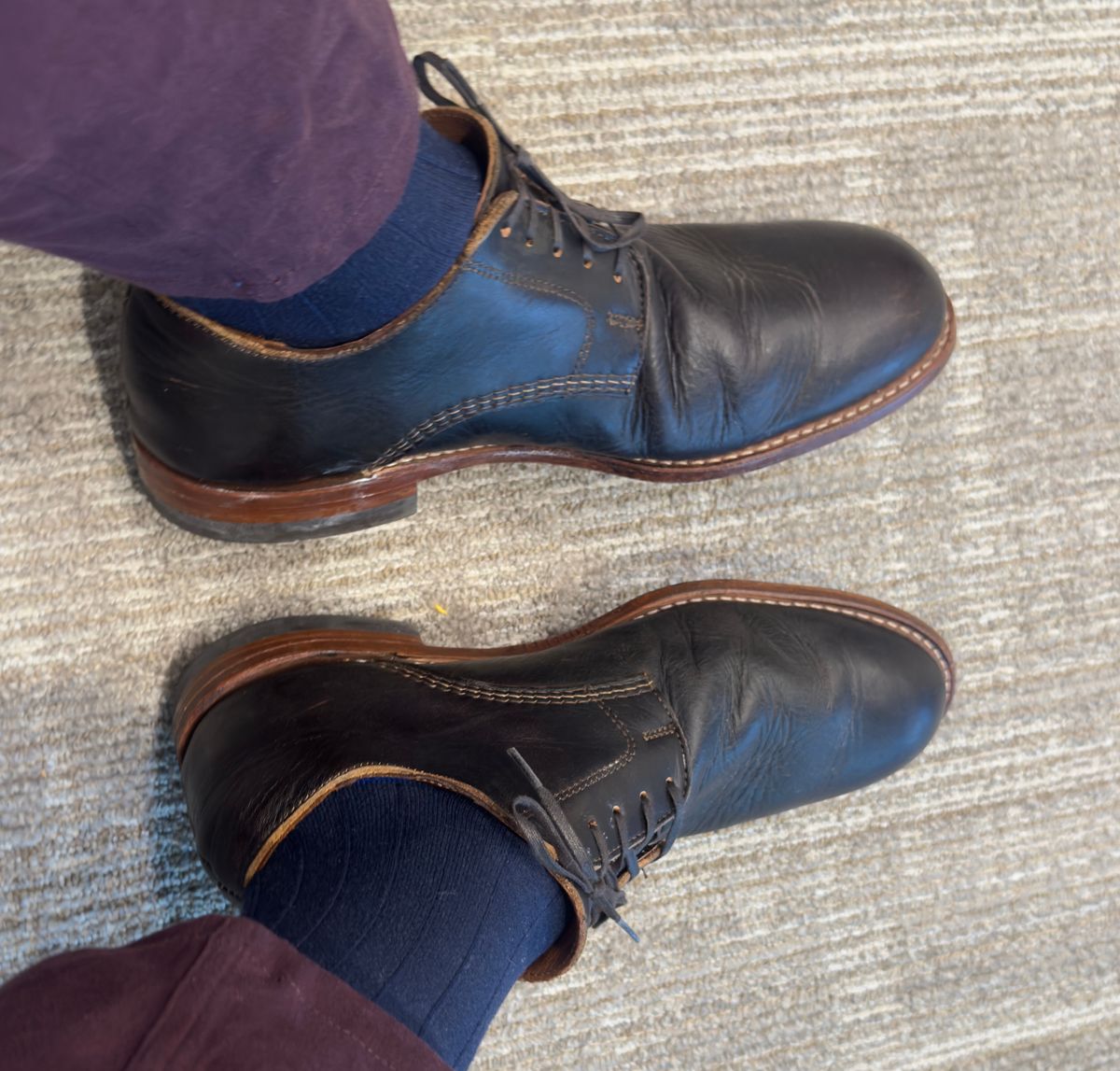 Photo by BamaBoyinTx on September 8, 2025 of the Wolverine 1000 Mile Derby in Horween Arabica Lux Calfskin.