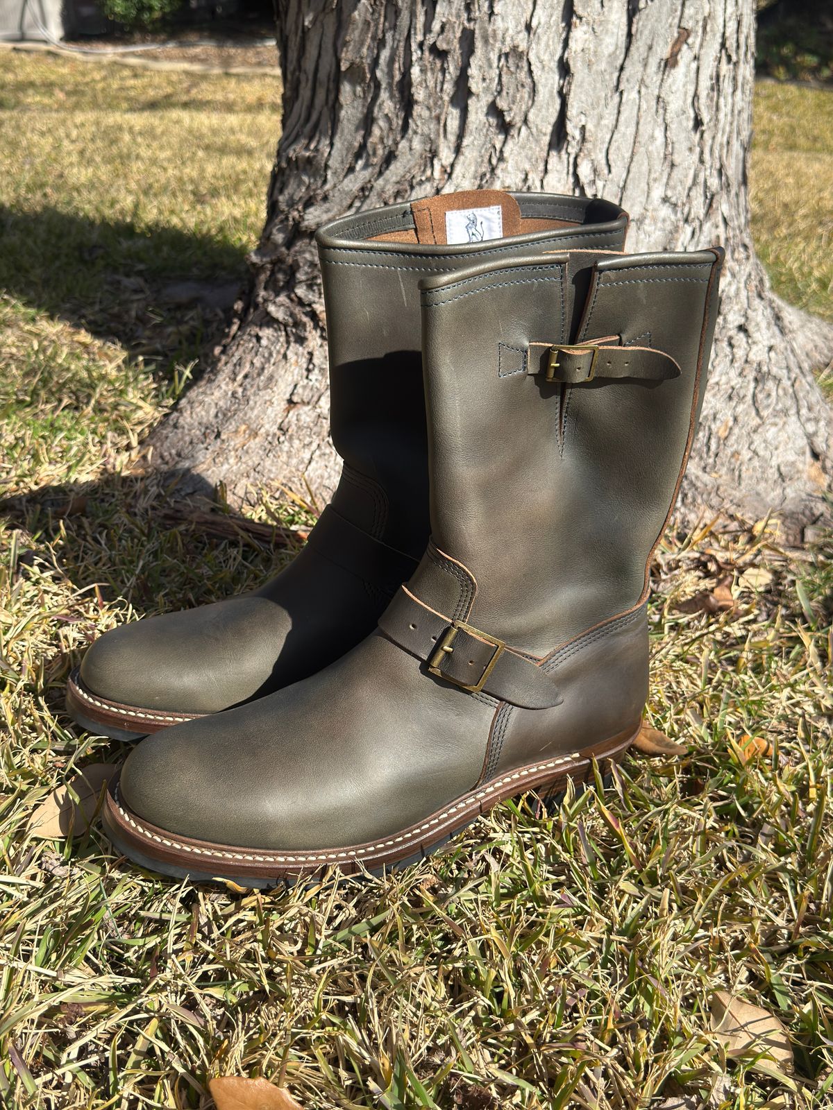 Photo by BamaBoyinTx on February 2, 2025 of the John Lofgren Wabash Engineer Boots in Badalassi Carlo Grigio Minerva Liscio.