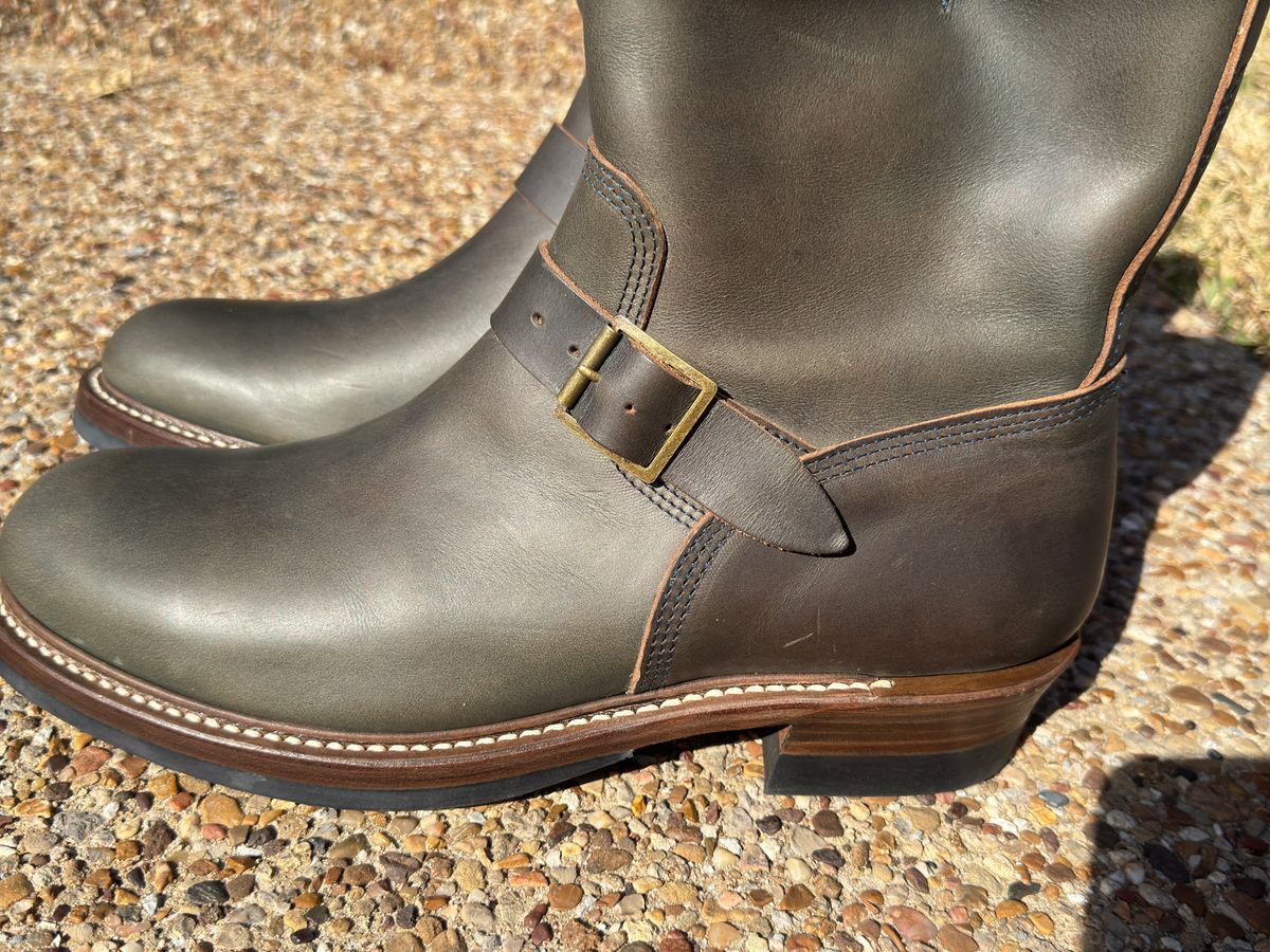 Photo by BamaBoyinTx on February 2, 2025 of the John Lofgren Wabash Engineer Boots in Badalassi Carlo Grigio Minerva Liscio.