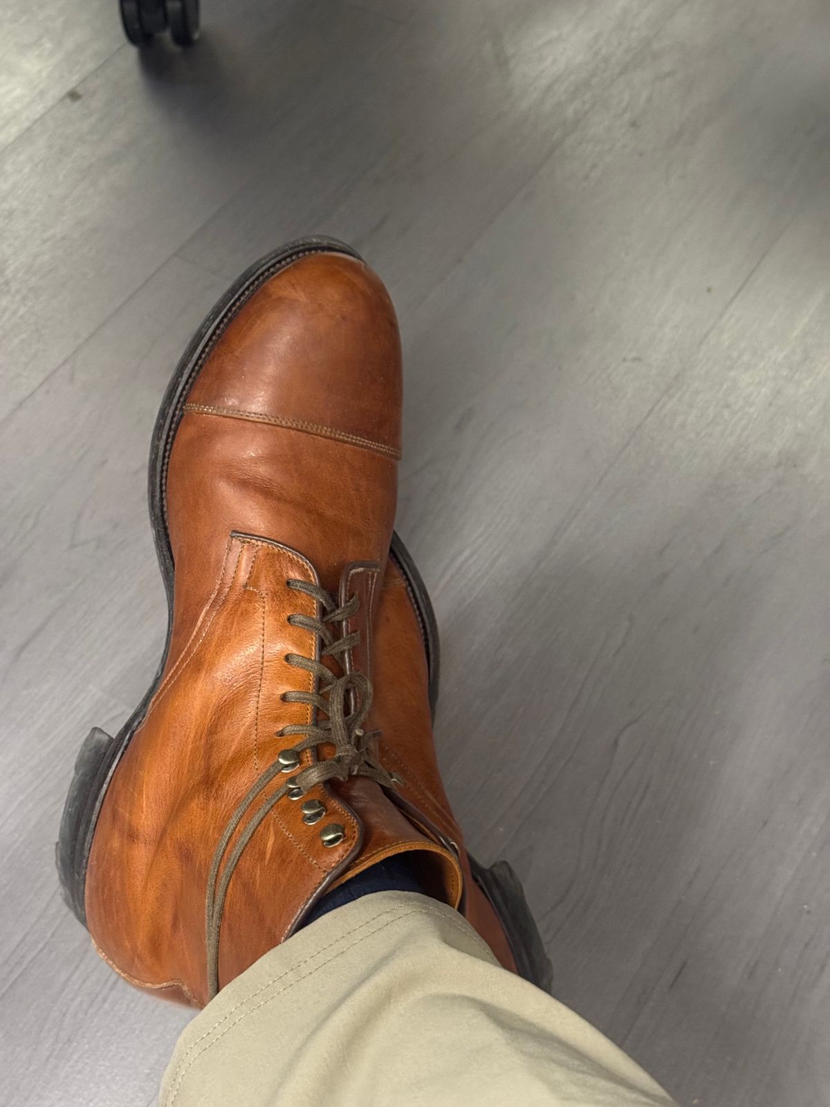 Photo by BamaBoyinTx on March 7, 2025 of the Viberg Halkett in Cognac French Calf.