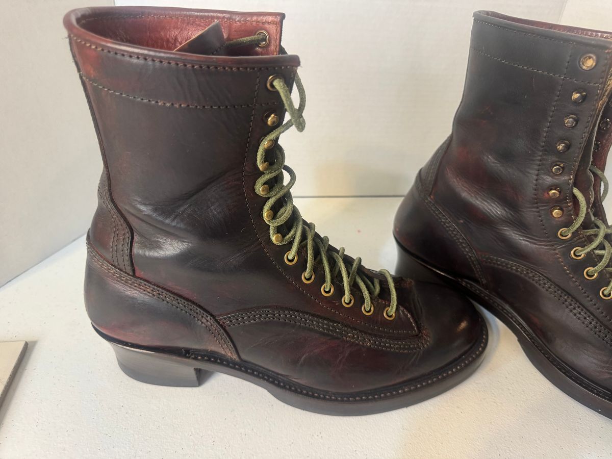 Photo by BamaBoyinTx on May 26, 2025 of the John Lofgren Donkey Puncher Boots in Badalassi Carlo Bone Minerva Liscio.