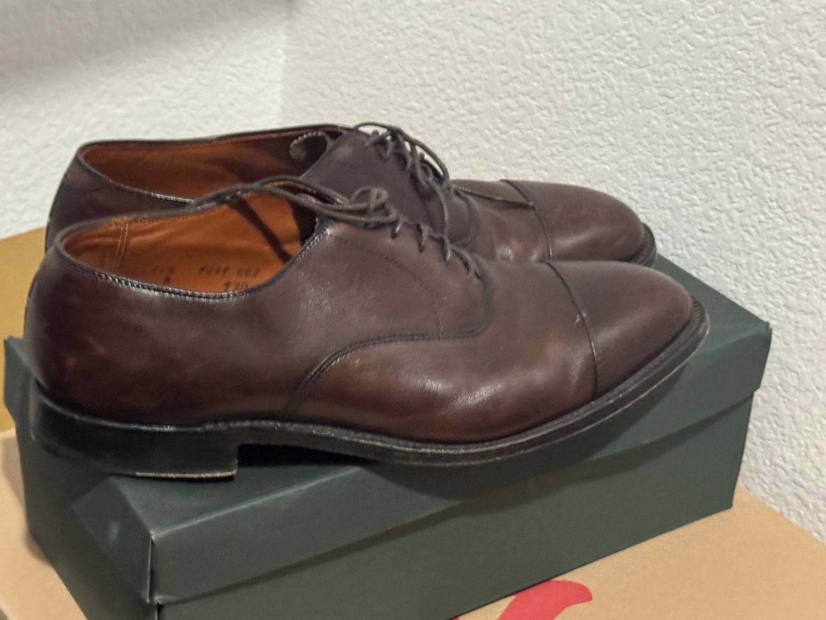 Photo by BamaBoyinTx on October 30, 2024 of the Alden 920 Straight Tip Bal Oxford in Dark Brown Pegasus Calf.