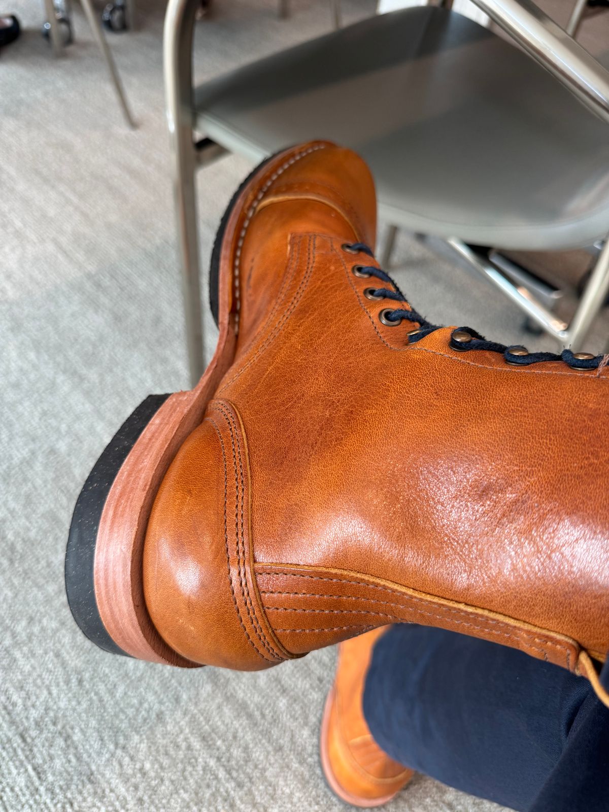 Photo by BamaBoyinTx on May 26, 2026 of the Nicks Lace Up Heritage in Horween Acorn Aspen Double Horsefront.