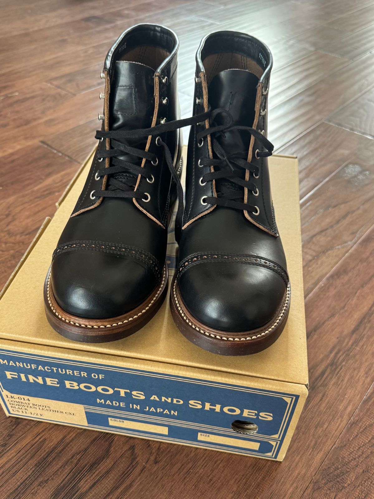 Photo by BamaBoyinTx on January 17, 2025 of the John Lofgren Combat Boots in Horween Black Chromexcel.