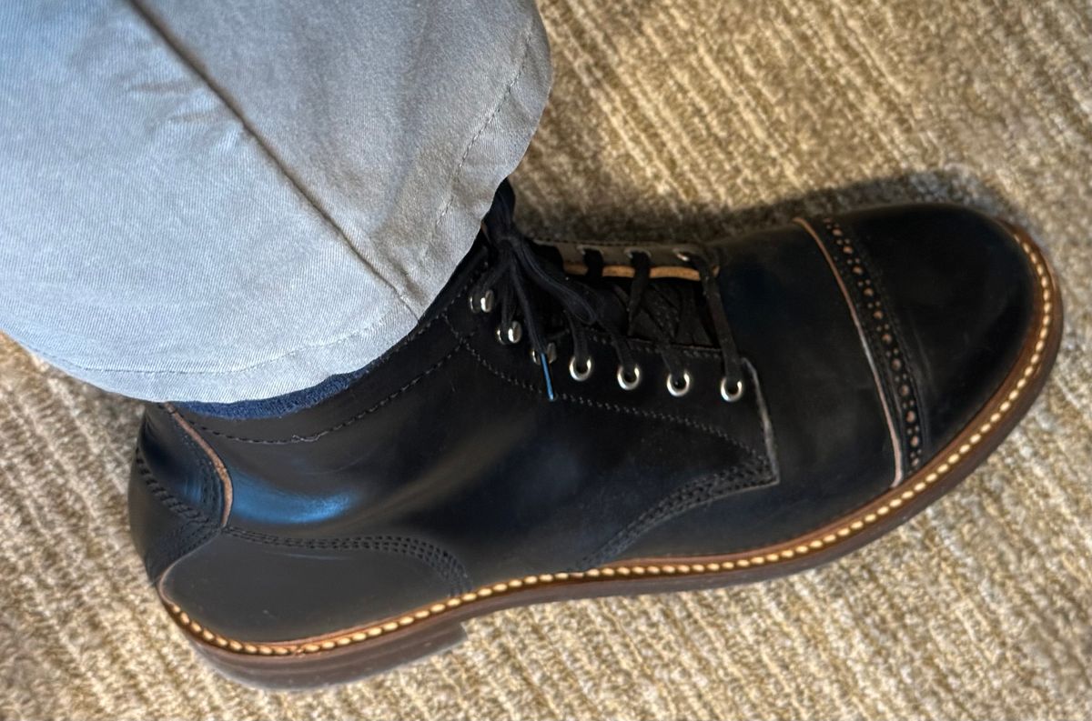 Photo by BamaBoyinTx on March 5, 2025 of the John Lofgren Combat Boots in Horween Black Chromexcel.