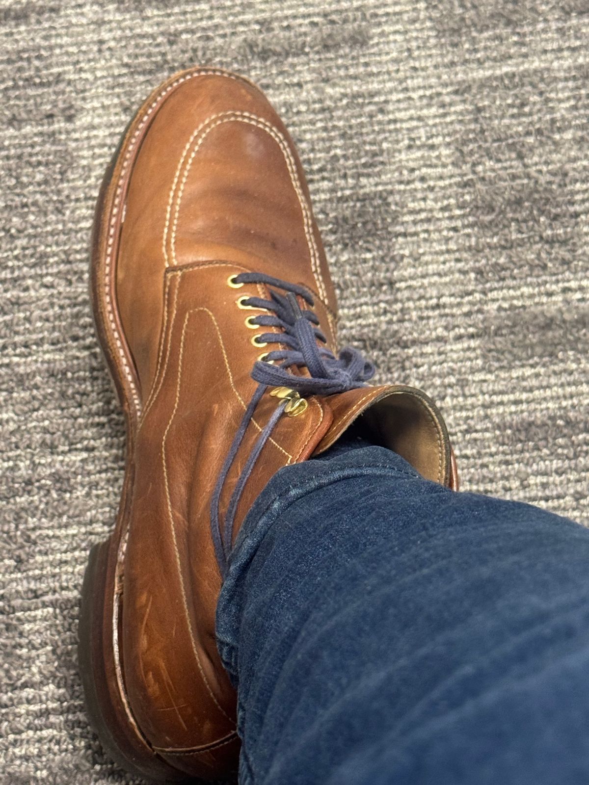 Photo by BamaBoyinTx on December 3, 2024 of the Alden Indy Boot in Horween Natural Chromexcel.