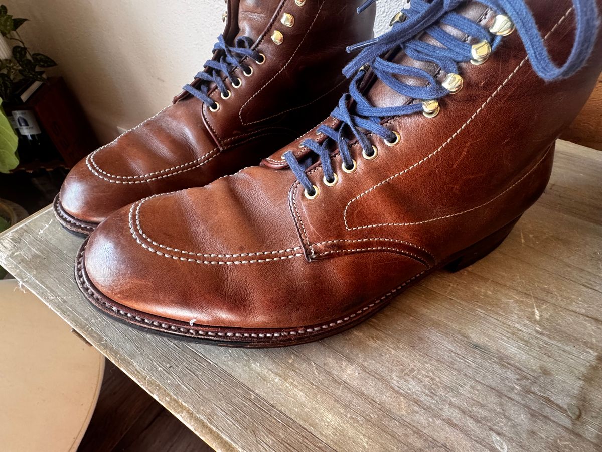 Photo by BamaBoyinTx on July 19, 2025 of the Alden Indy Boot in Horween Natural Chromexcel.