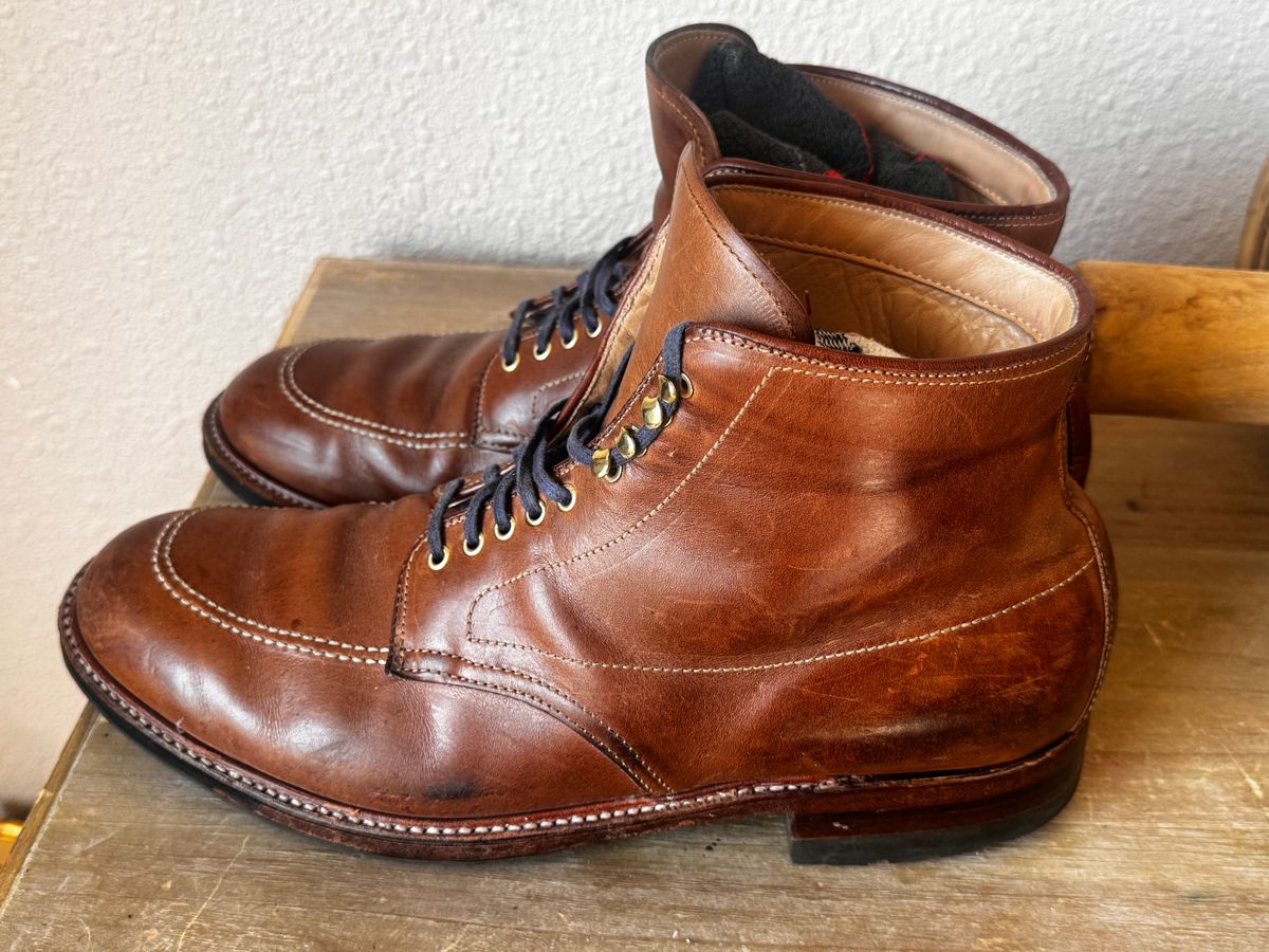 Photo by BamaBoyinTx on July 19, 2025 of the Alden Indy Boot in Horween Natural Chromexcel.