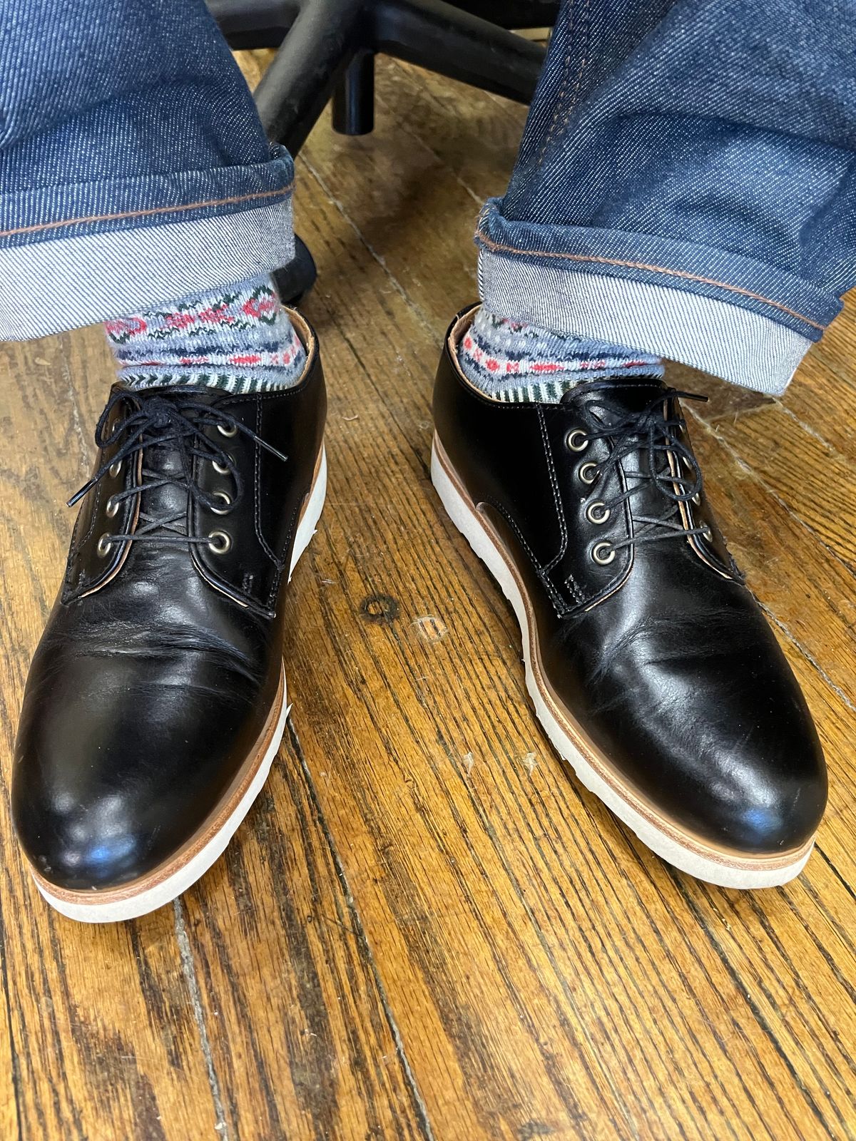 Photo by ewolarsky on October 28, 2024 of the Rancourt & Co. Dirigo Derby in Horween Black Chromexcel.