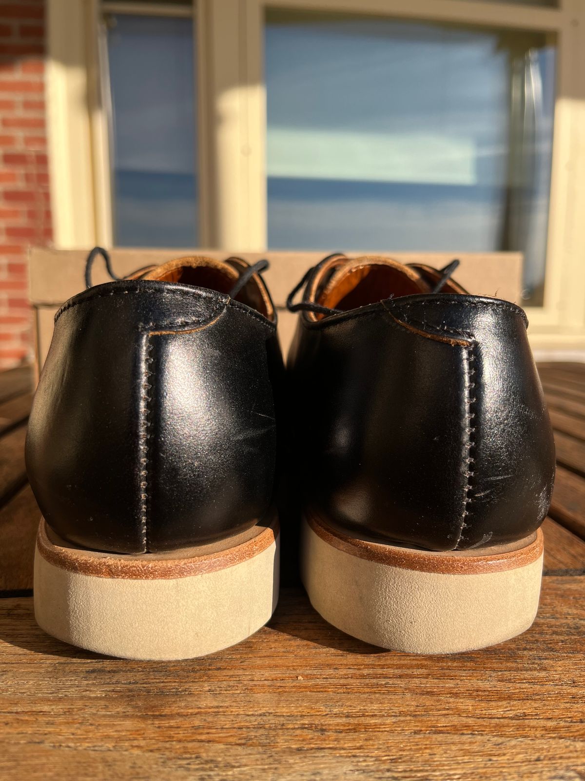 Photo by ewolarsky on November 2, 2024 of the Rancourt & Co. Dirigo Derby in Horween Black Chromexcel.