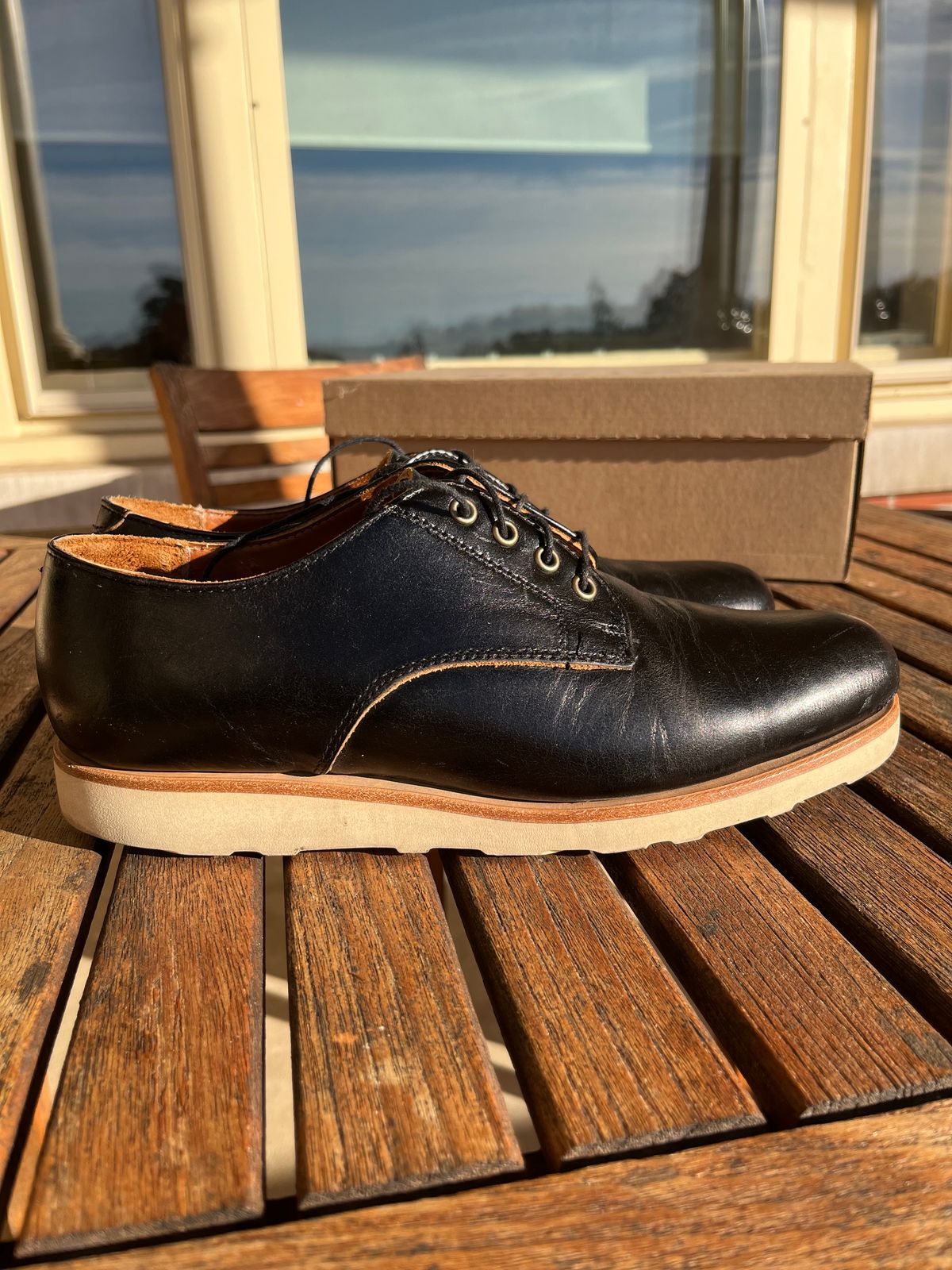 Photo by ewolarsky on November 2, 2024 of the Rancourt & Co. Dirigo Derby in Horween Black Chromexcel.