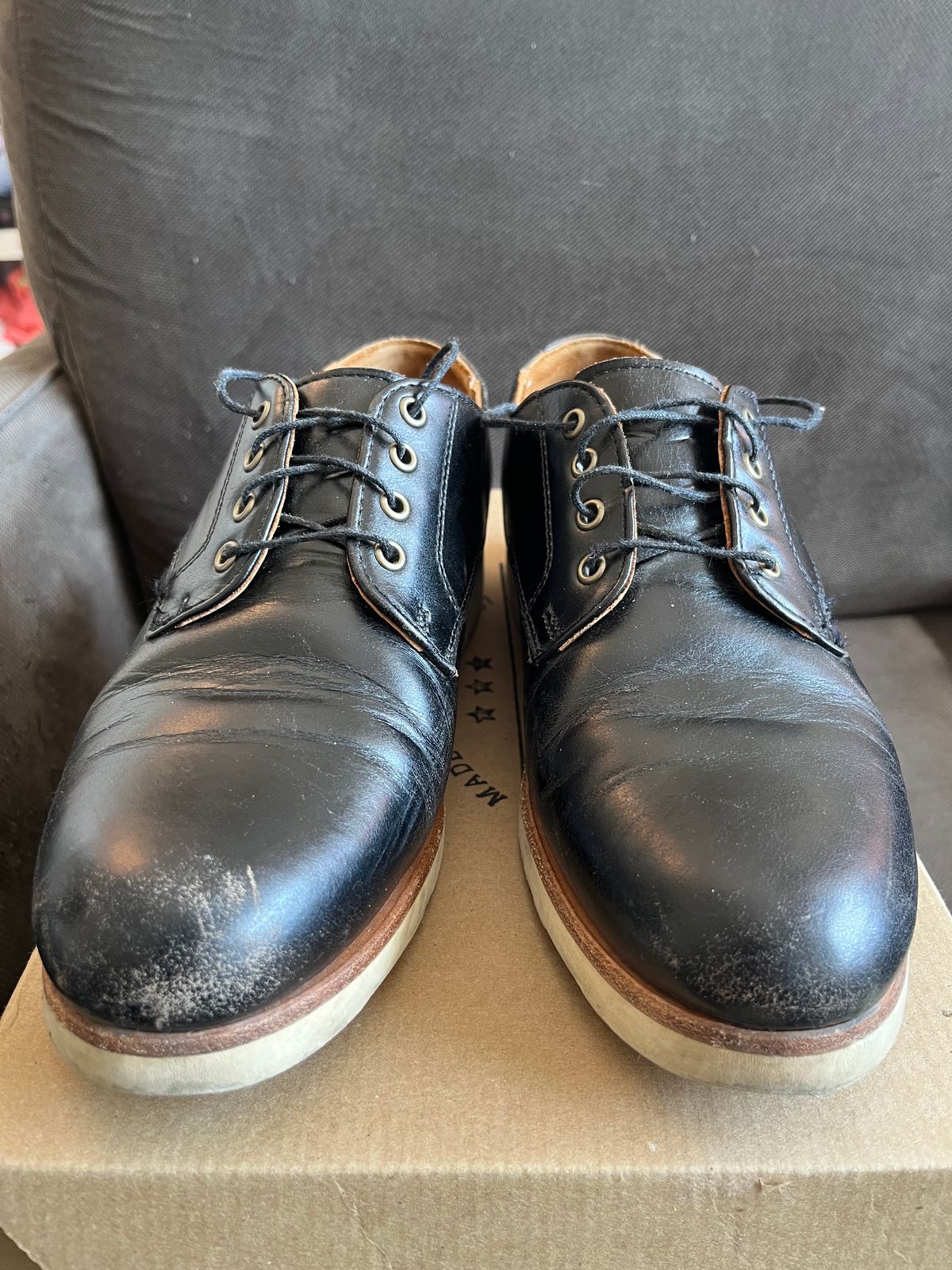 Photo by ewolarsky on March 3, 2025 of the Rancourt & Co. Dirigo Derby in Horween Black Chromexcel.