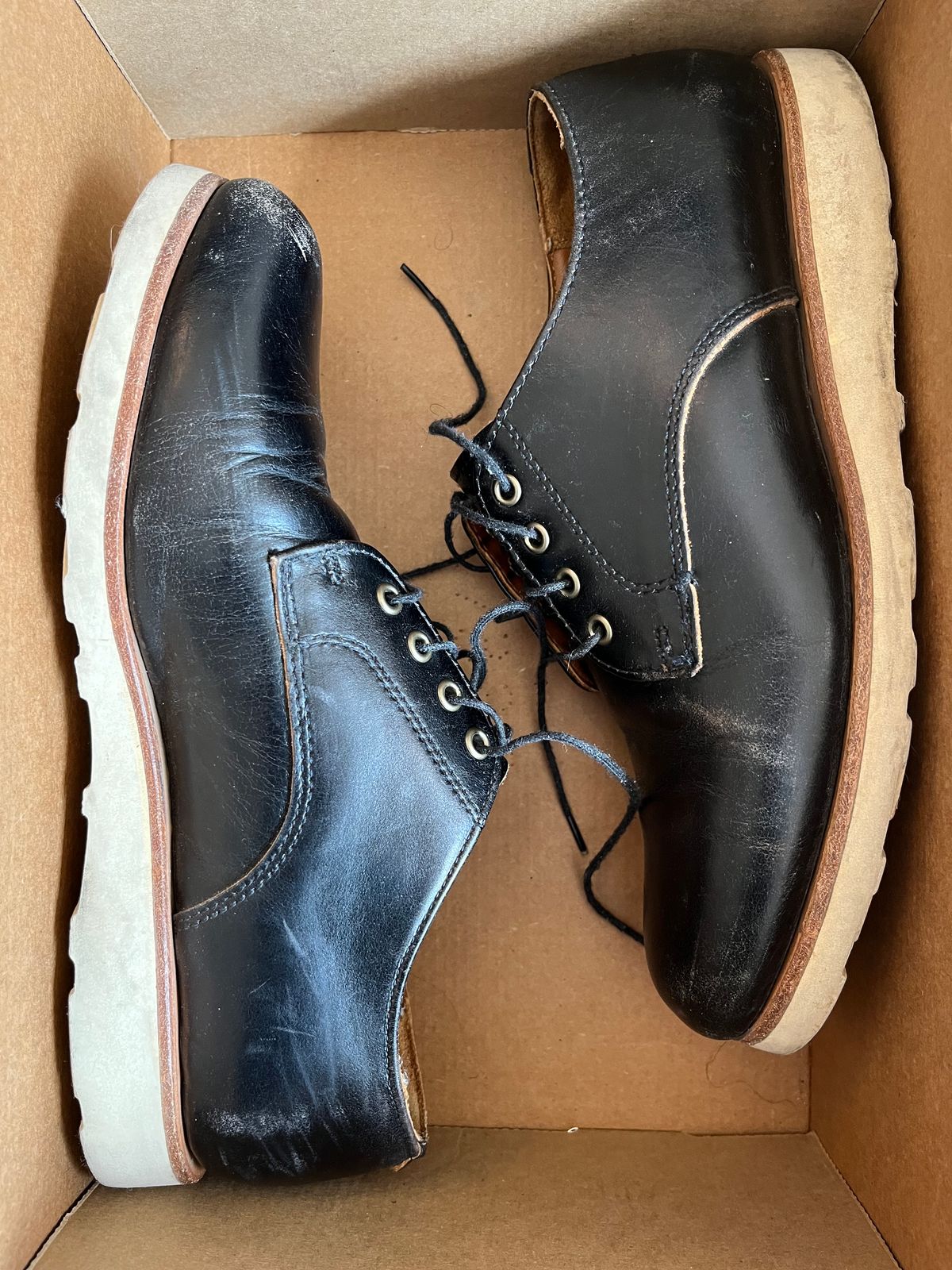 Photo by ewolarsky on March 3, 2025 of the Rancourt & Co. Dirigo Derby in Horween Black Chromexcel.