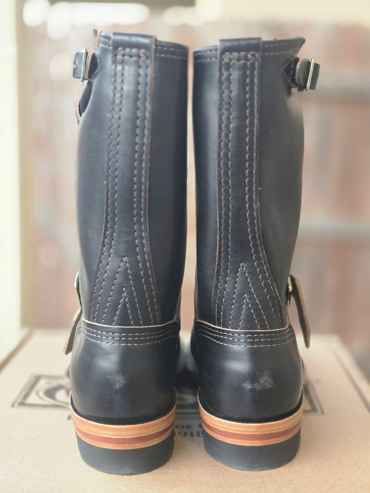 Photo by lurk on October 1, 2025 of the Wesco Mister Lou in Horween Black Chromexcel Horsehide.
