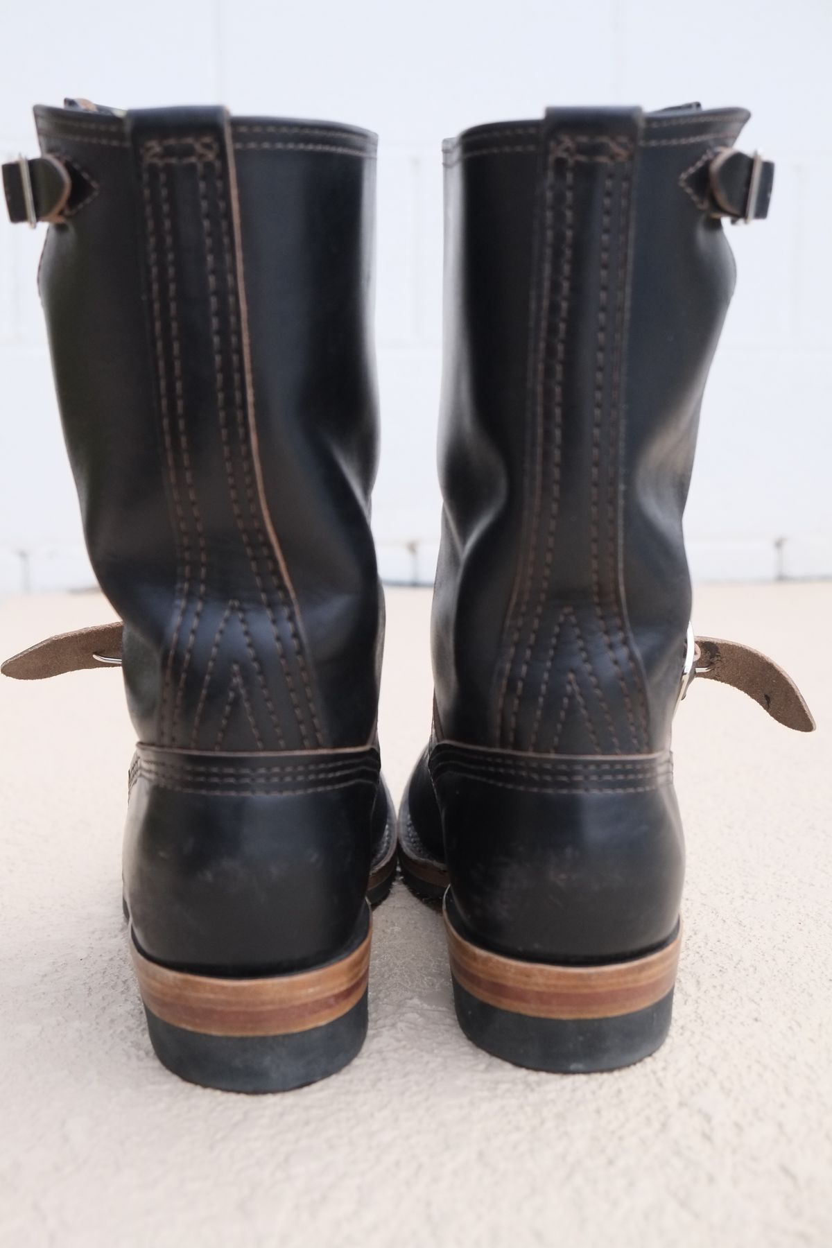 Photo by lurk on October 14, 2025 of the Wesco Mister Lou in Horween Black Chromexcel Horsehide.