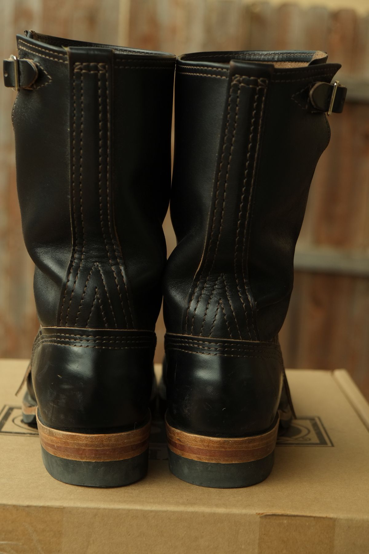 Photo by lurk on November 1, 2025 of the Wesco Mister Lou in Horween Black Chromexcel Horsehide.