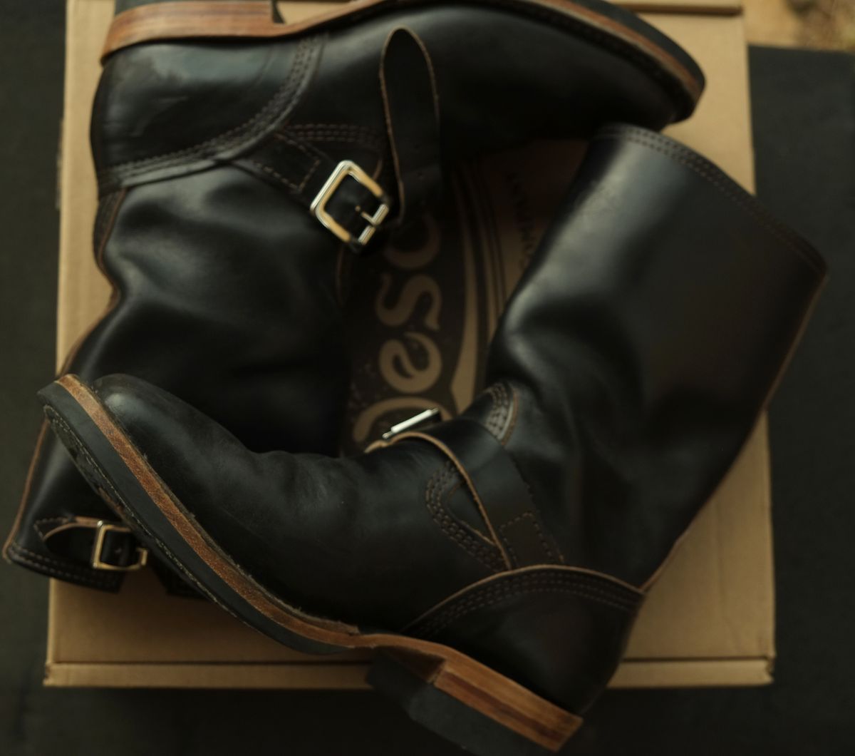 Photo by lurk on November 1, 2025 of the Wesco Mister Lou in Horween Black Chromexcel Horsehide.