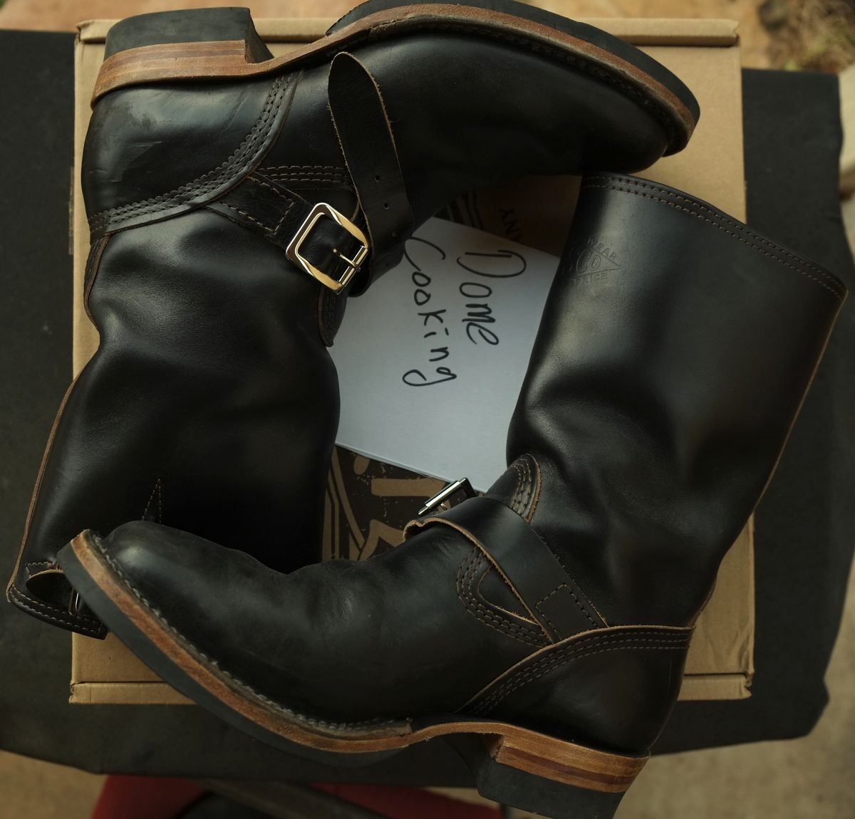 Photo by lurk on November 1, 2025 of the Wesco Mister Lou in Horween Black Chromexcel Horsehide.