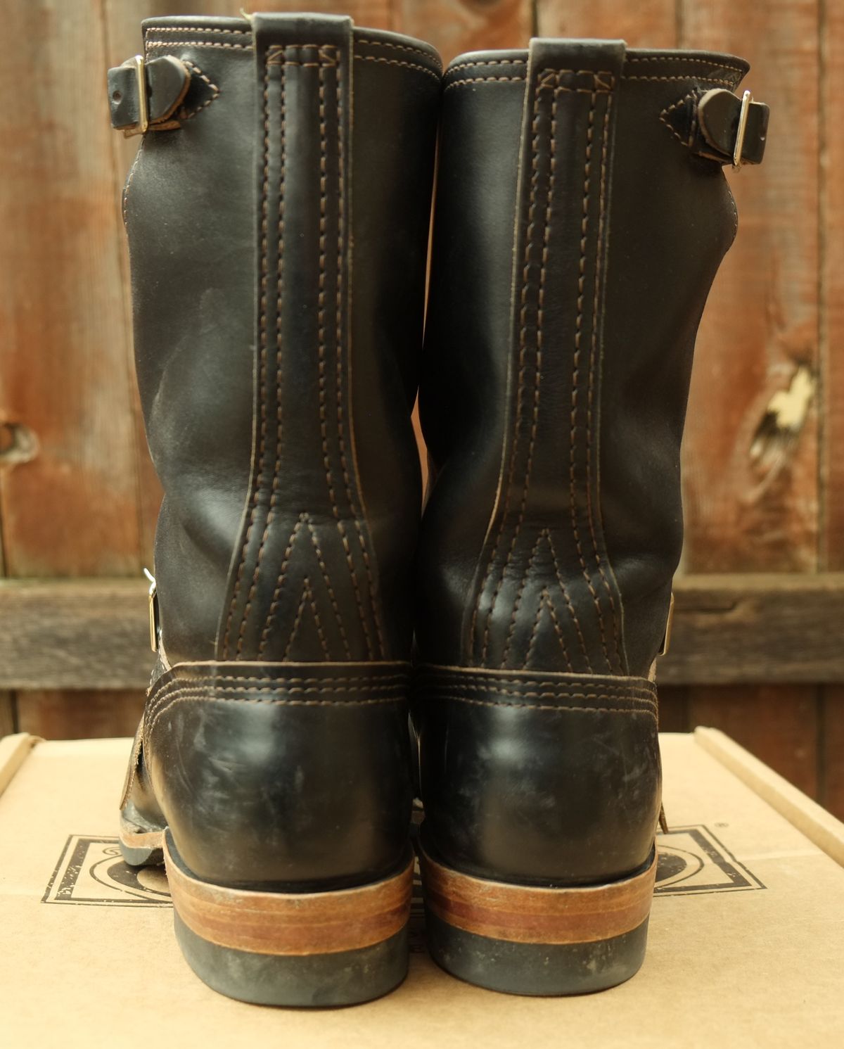 Photo by lurk on December 4, 2025 of the Wesco Mister Lou in Horween Black Chromexcel Horsehide.