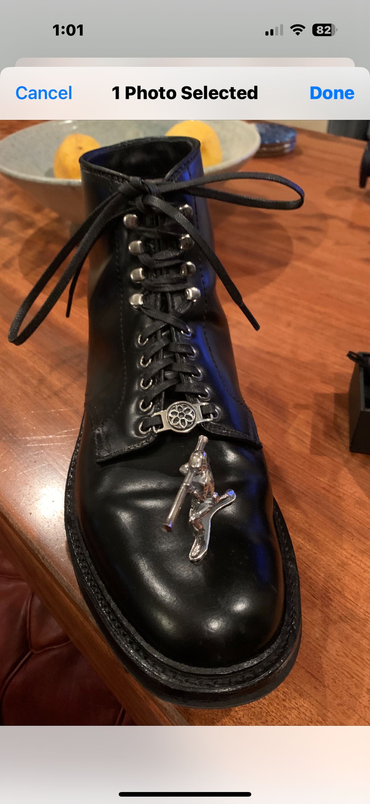 Photo by veindoc on November 17, 2024 of the Alden Armstrong Custom Boot in Horween Black Shell Cordovan.