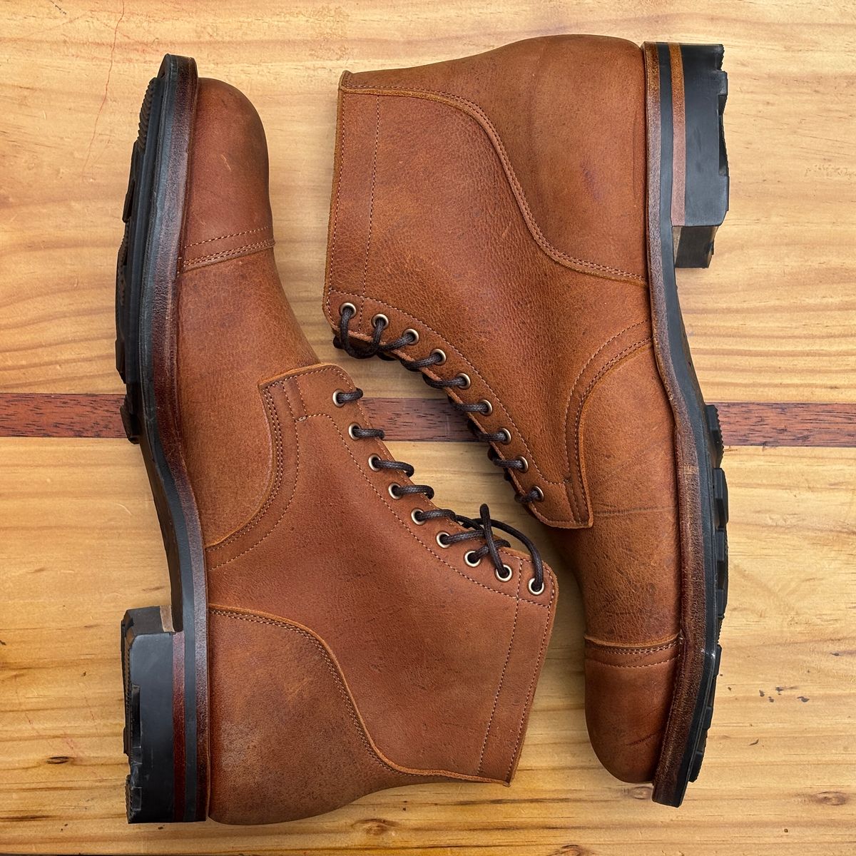 Photo by roycehamptontho on October 2, 2025 of the Viberg Service Boot in C.F Stead Nutmeg Waxed Kudu.