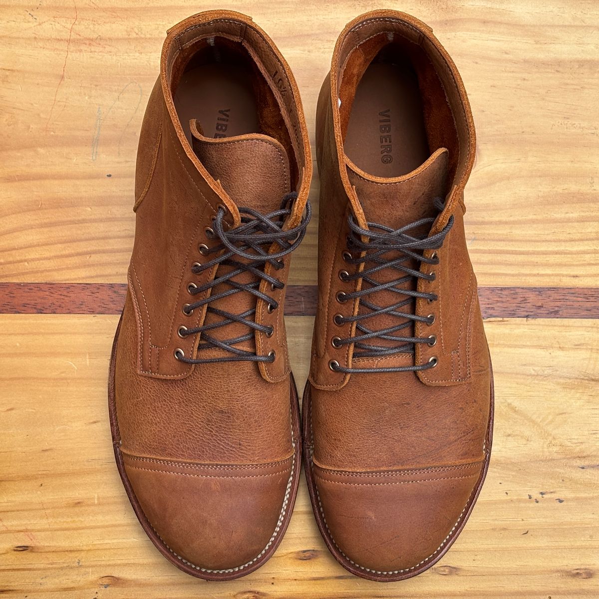 Photo by roycehamptontho on October 2, 2025 of the Viberg Service Boot in C.F Stead Nutmeg Waxed Kudu.