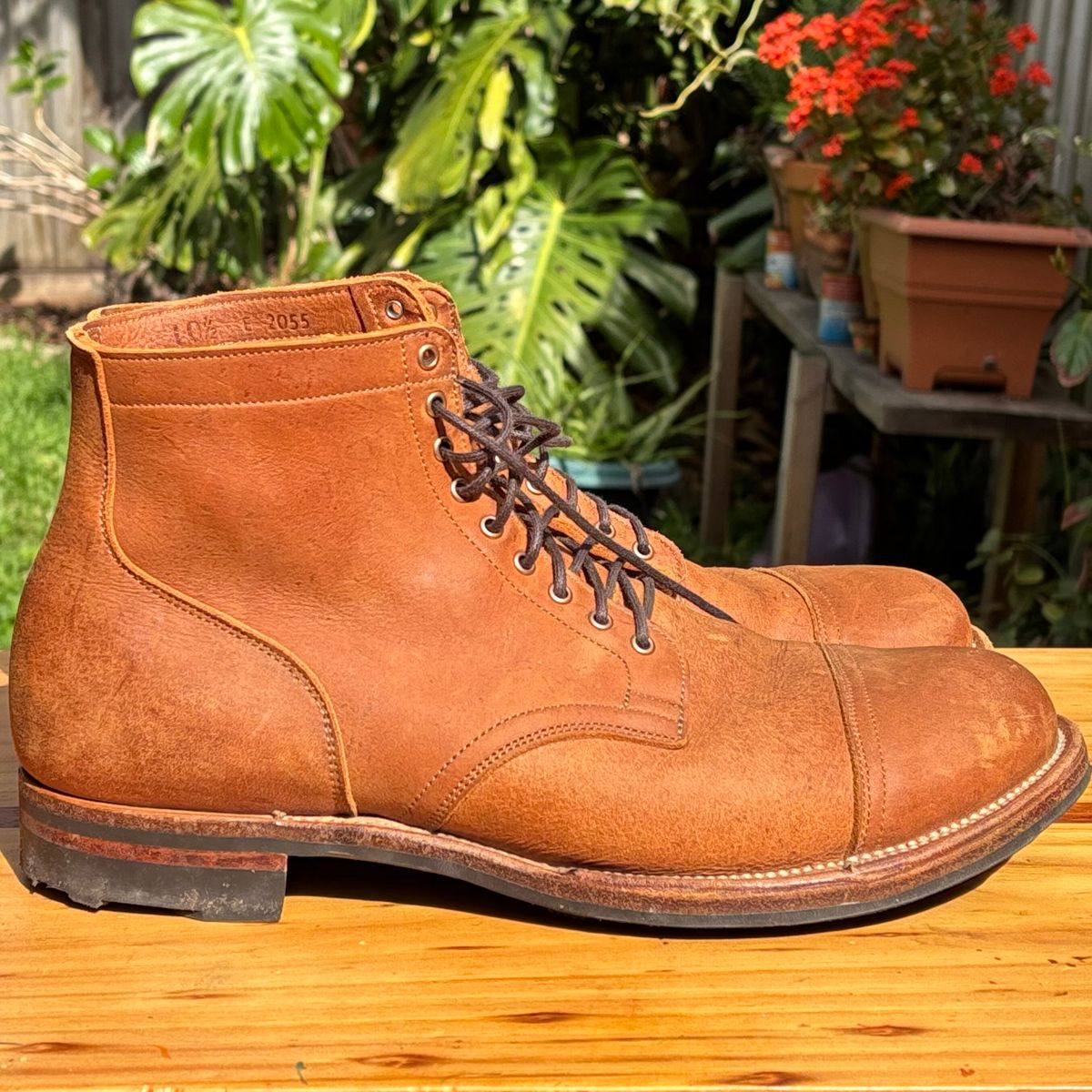 Photo by roycehamptontho on November 4, 2025 of the Viberg Service Boot in C.F Stead Nutmeg Waxed Kudu.