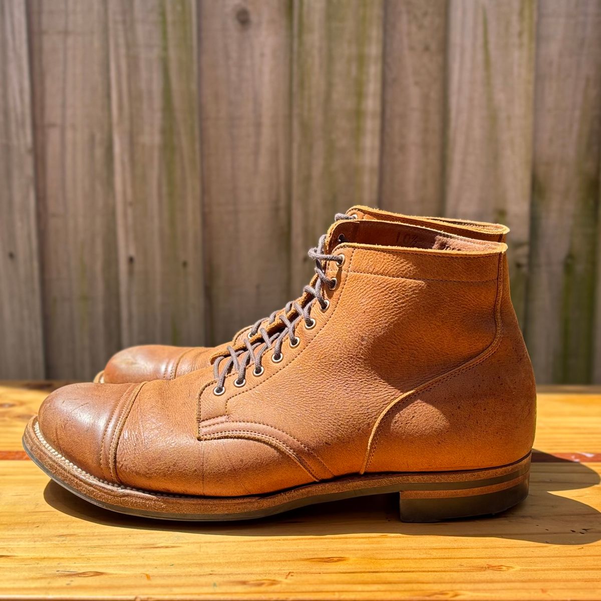 Photo by roycehamptontho on December 5, 2025 of the Viberg Service Boot in C.F Stead Nutmeg Waxed Kudu.