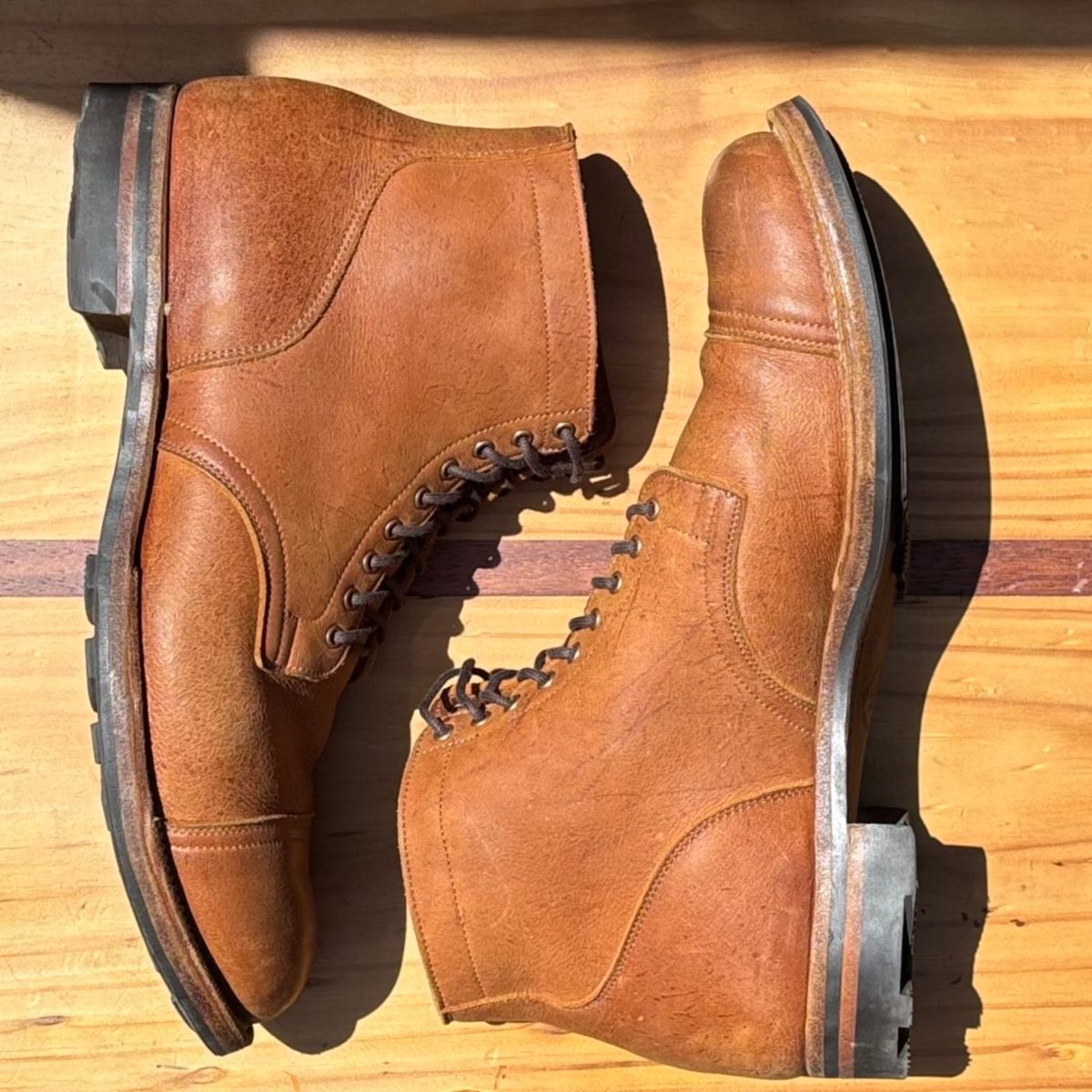 Photo by roycehamptontho on December 5, 2025 of the Viberg Service Boot in C.F Stead Nutmeg Waxed Kudu.